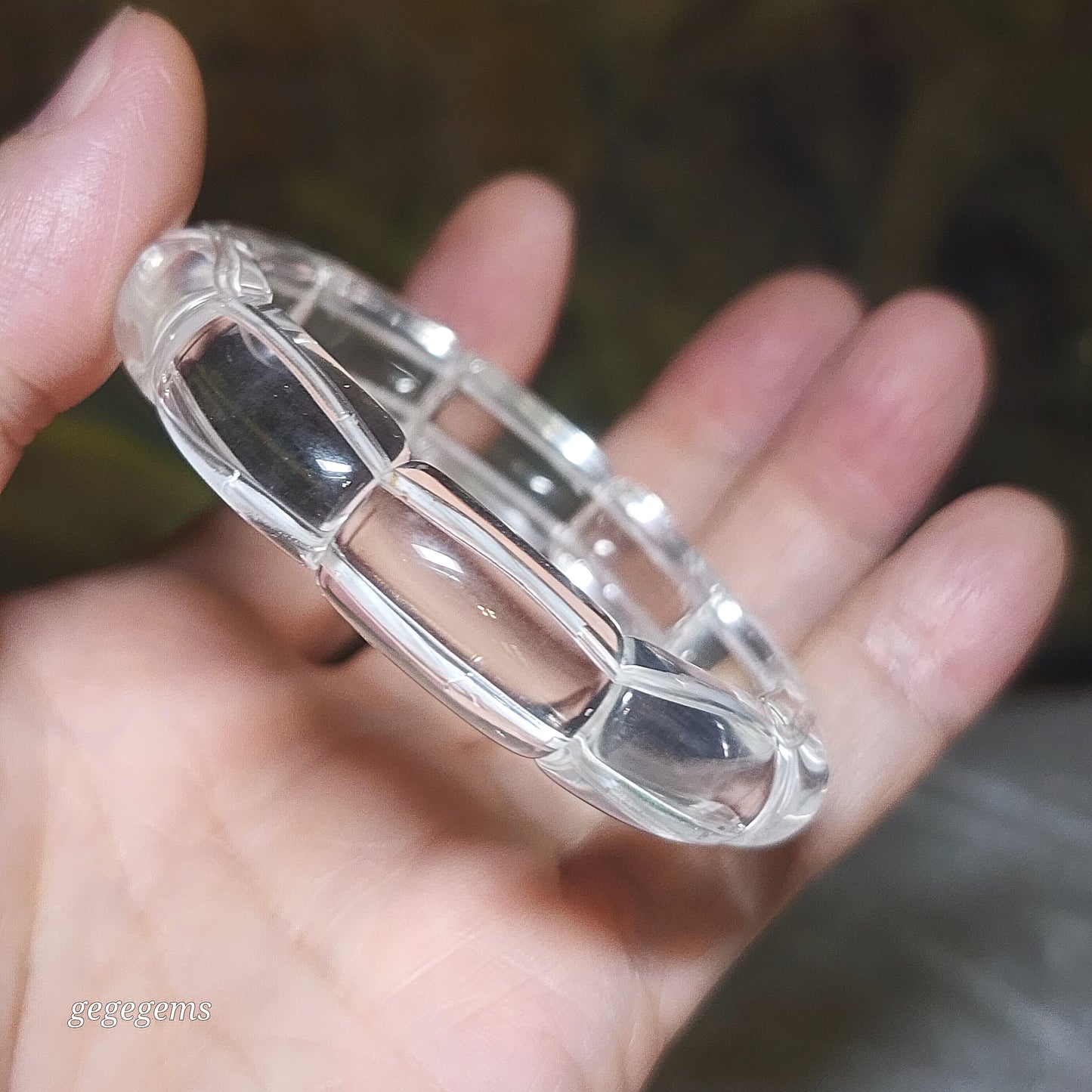 Premium natural untreated Clear Quartz bangle like bracelet [Natural Crystal] 优质天然白水晶手排