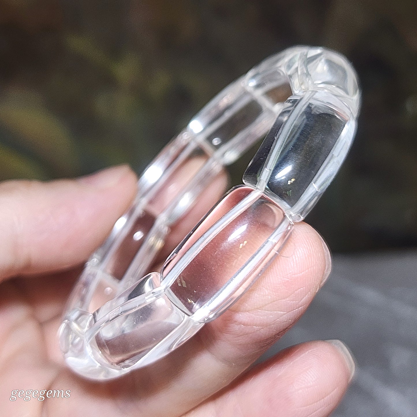Premium natural untreated Clear Quartz bangle like bracelet [Natural Crystal] 优质天然白水晶手排