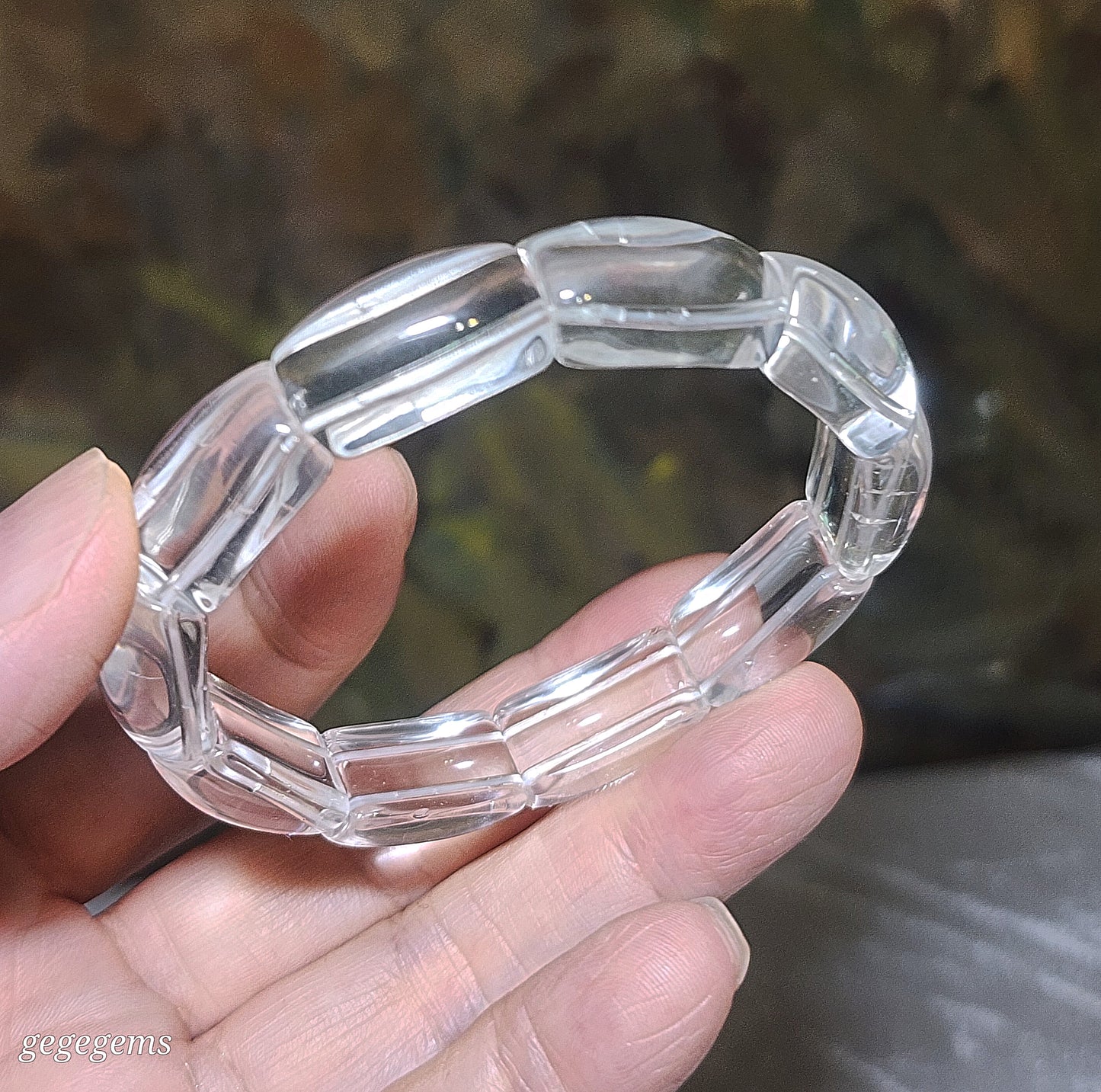 Premium natural untreated Clear Quartz bangle like bracelet [Natural Crystal] 优质天然白水晶手排