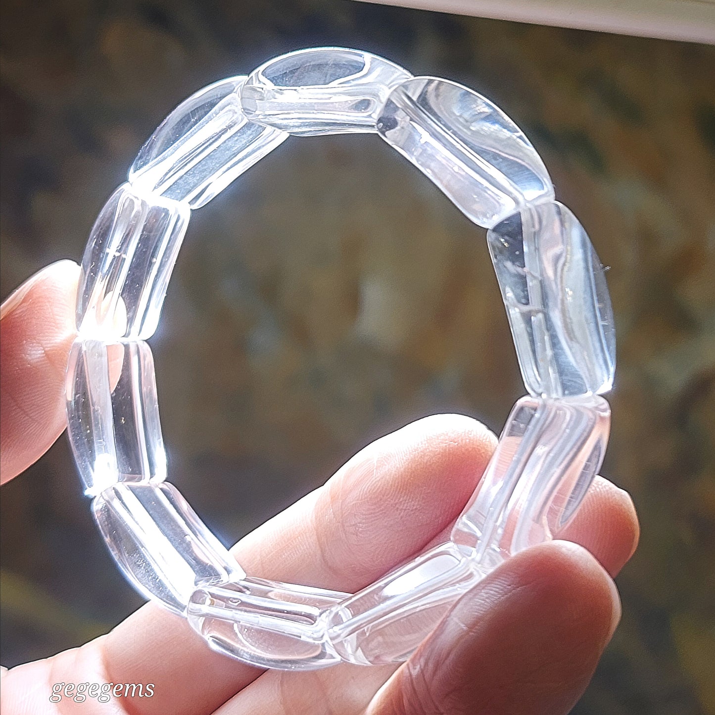 Premium natural untreated Clear Quartz bangle like bracelet [Natural Crystal] 优质天然白水晶手排