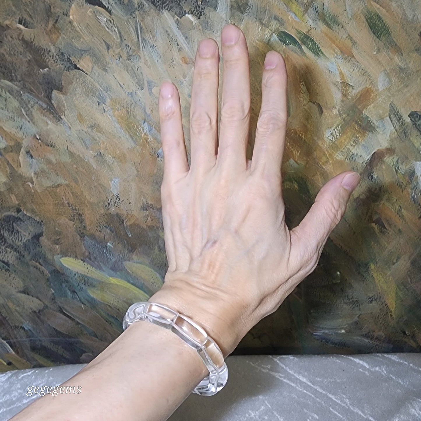 Premium natural untreated Clear Quartz bangle like bracelet [Natural Crystal] 优质天然白水晶手排