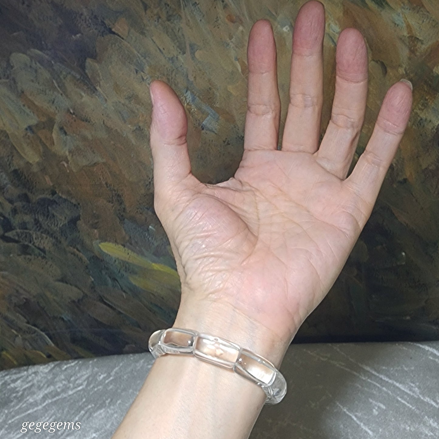 Premium natural untreated Clear Quartz bangle like bracelet [Natural Crystal] 优质天然白水晶手排