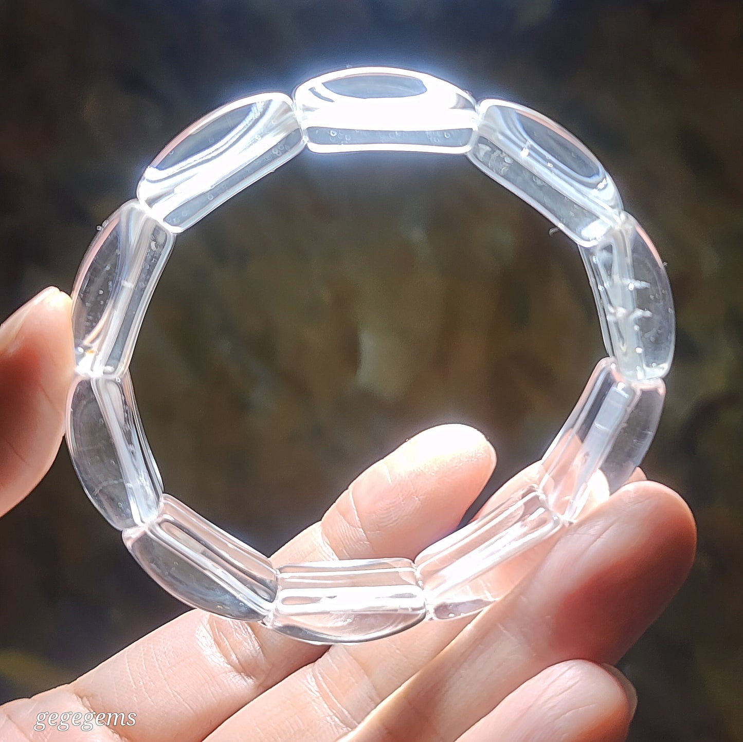 Premium natural untreated Clear Quartz bangle like bracelet [Natural Crystal] 优质天然白水晶手排