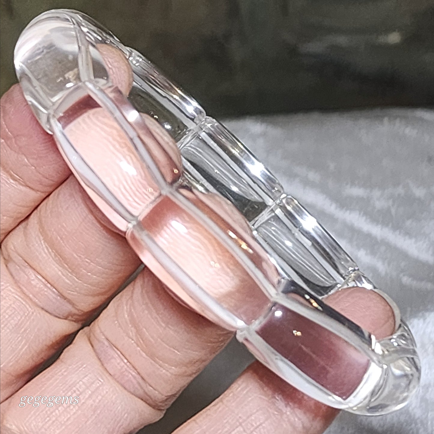 Premium natural untreated Clear Quartz bangle like bracelet [Natural Crystal] 优质天然白水晶手排