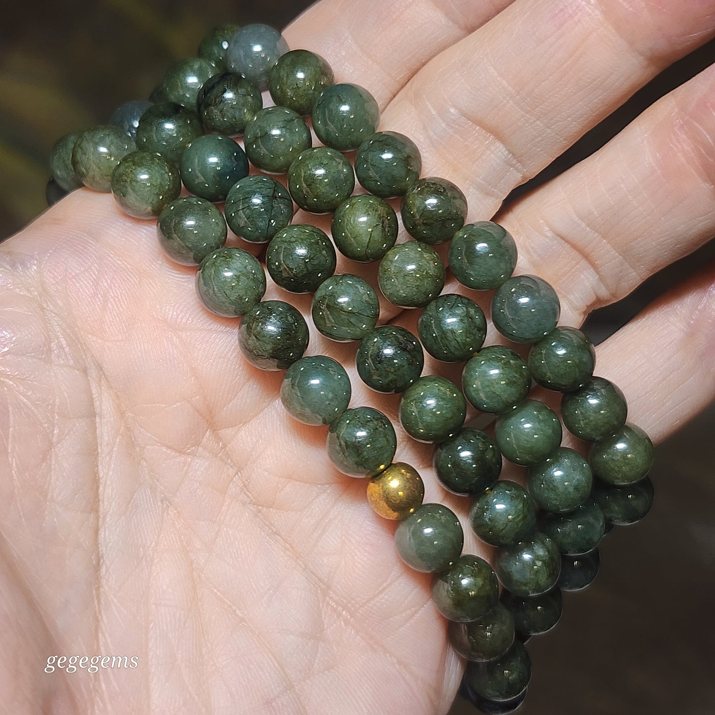 8.2mm Natural untreated Burma Jade (Type A Jadeite) light green with yellow hue Jade necklace (with certificate) 翡翠淡绿带黄调项链(带证书)