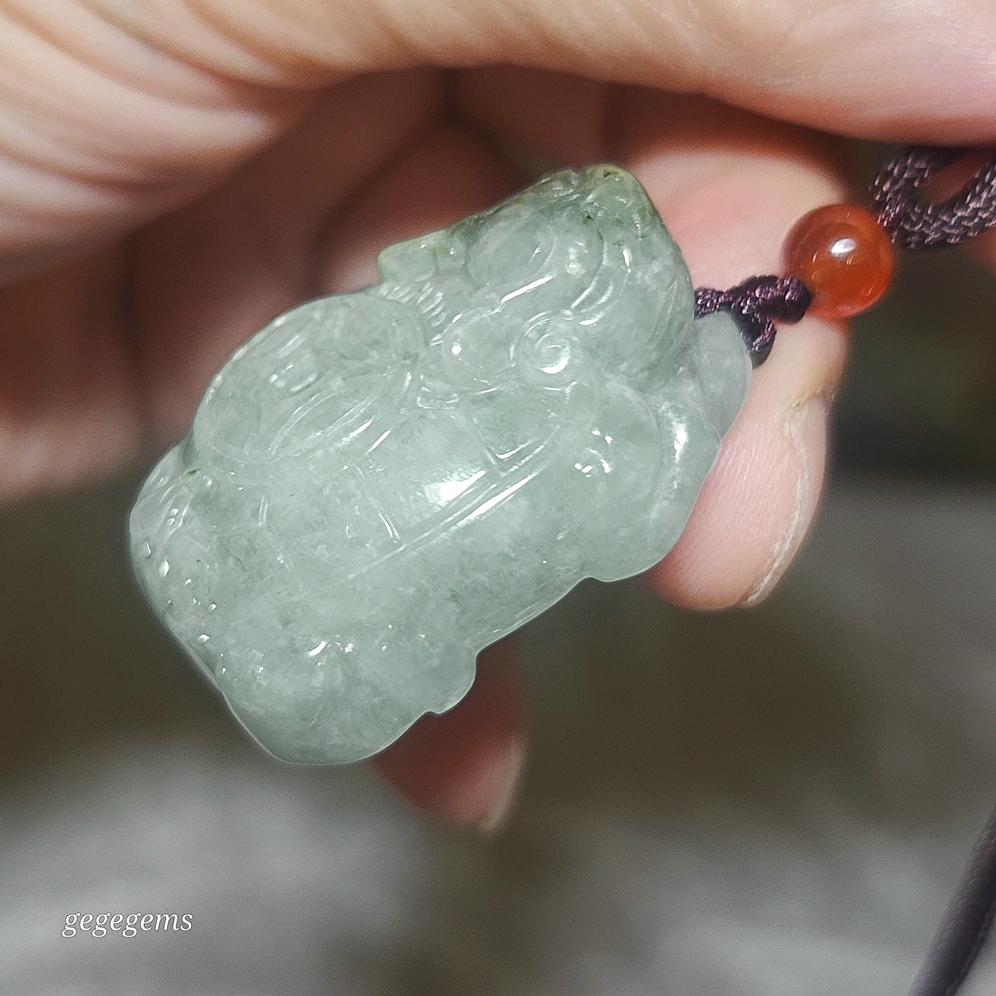 Burma Type A Jadeite light green some yellow Jade Skin Dragon Tortoise Ancient Coins pendant (with certificate) 翡翠浅绿少许黄玉皮龙龟铜钱吊坠(带证书)