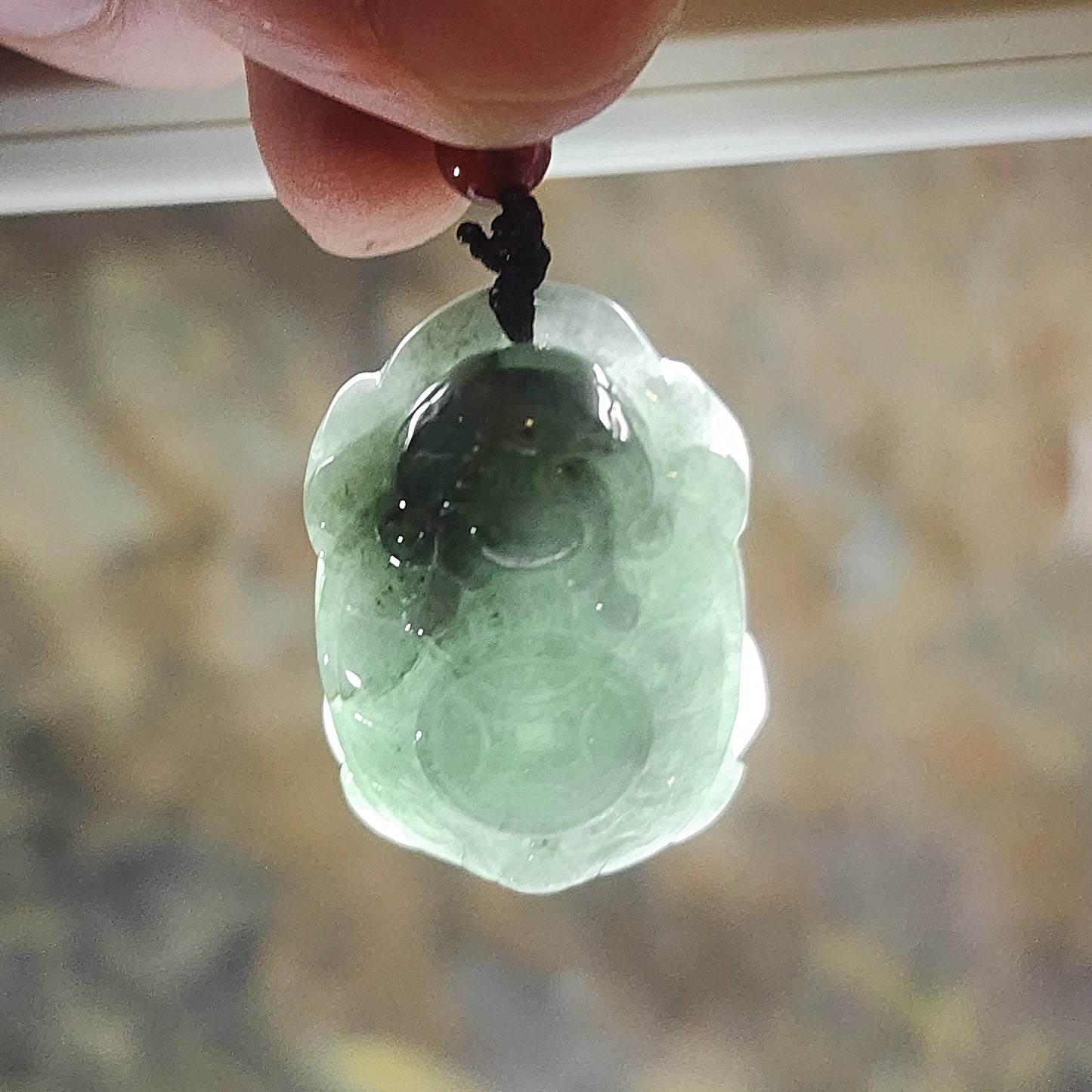 Burma Type A Jadeite light green some yellow Jade Skin Dragon Tortoise Ancient Coins pendant (with certificate) 翡翠浅绿少许黄玉皮龙龟铜钱吊坠(带证书)