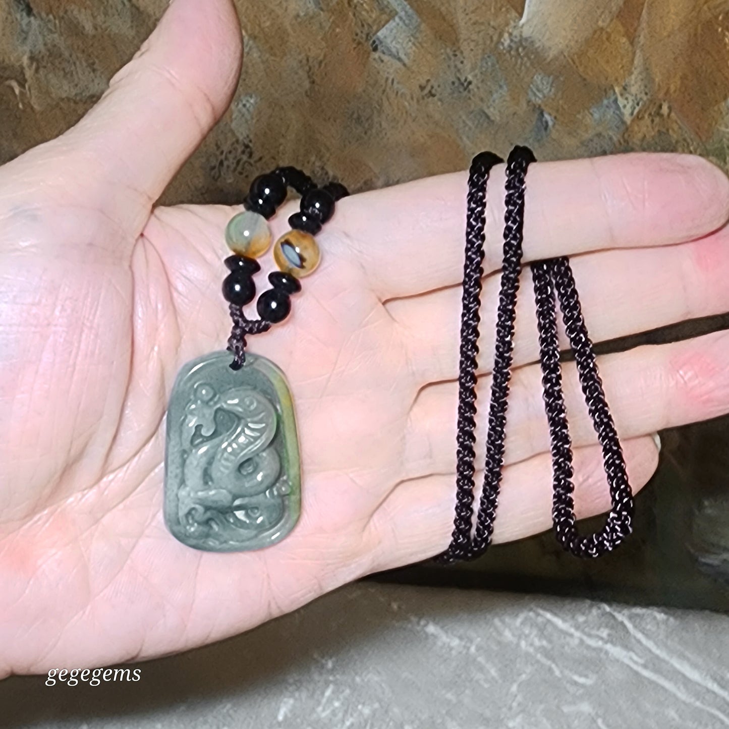 Type A Jadeite light blue green yellow (Zodiac) Snake pendant (with certificate) [Natural Crystal] 翡翠黄翡淡蓝绿(生肖)蛇吊坠(带证书)