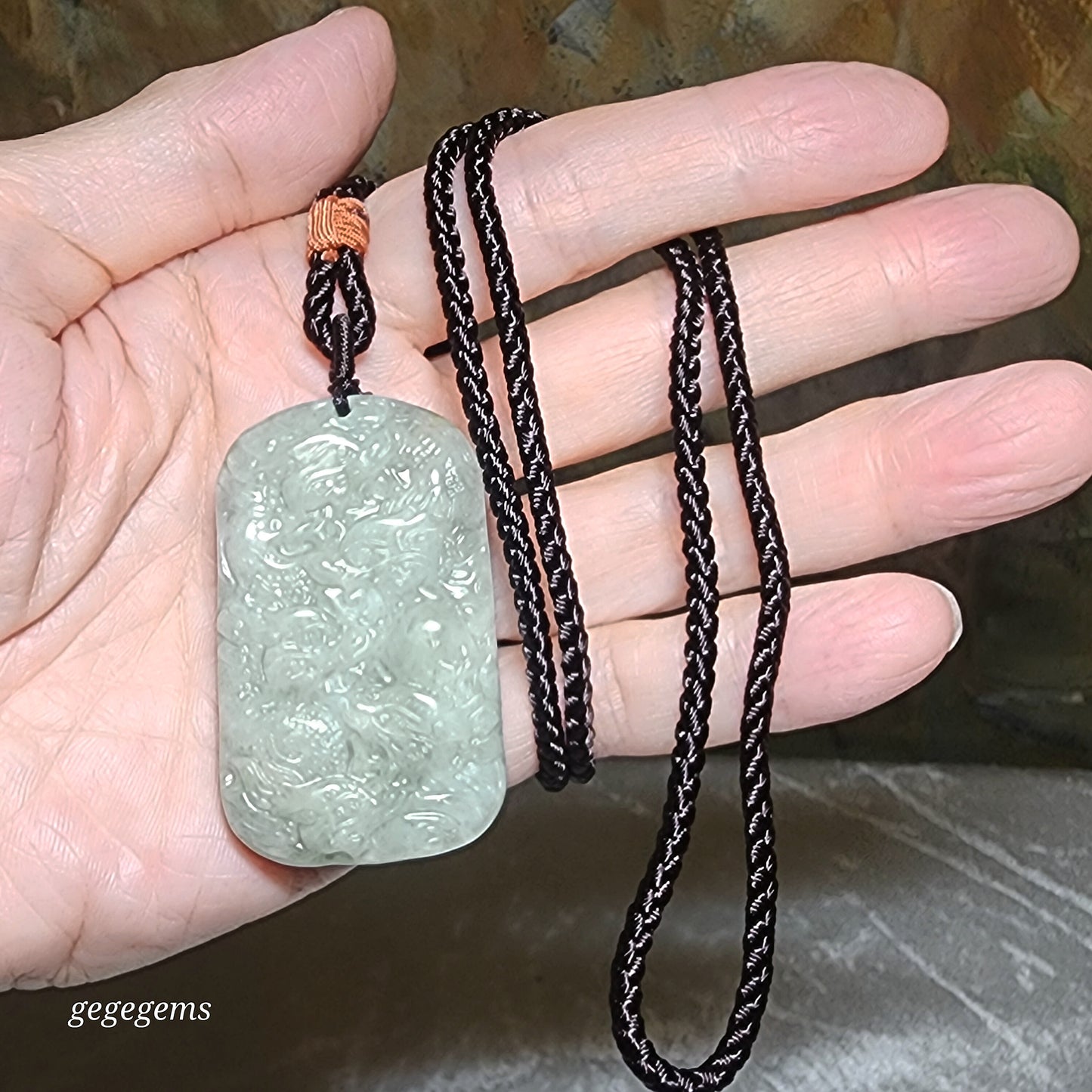 Type A Jadeite light green Nine Dragons (front 5, back 4) Jade pendant (with certificate) 翡翠淡绿九龙(前五后四)吊坠(带证书)