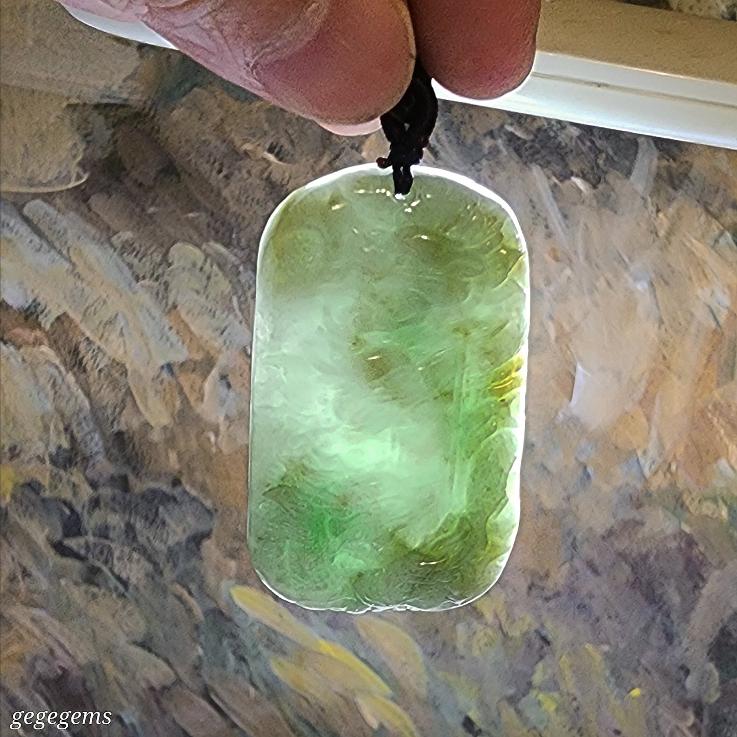 Type A Jadeite light green Nine Dragons (front 5, back 4) Jade pendant (with certificate) 翡翠淡绿九龙(前五后四)吊坠(带证书)