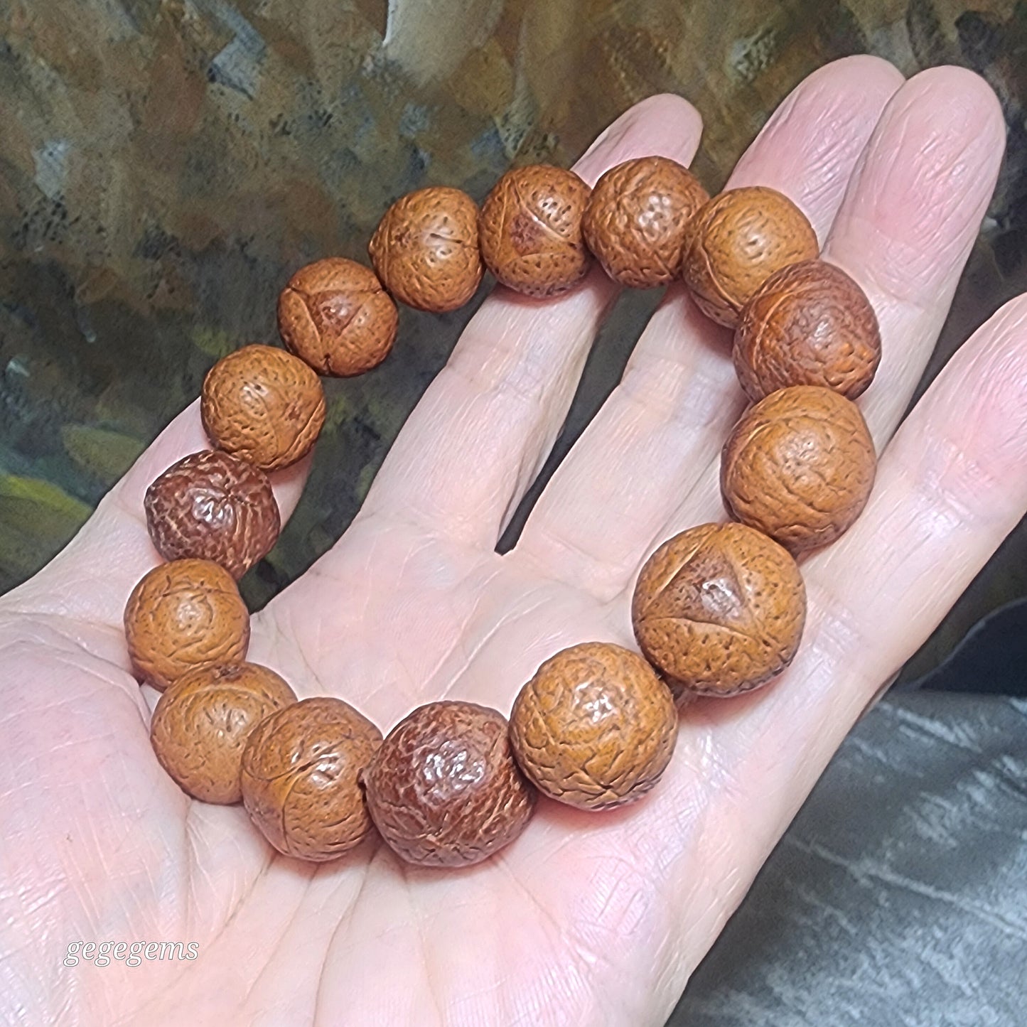 Rare 16mm+ aged natural Nepal "Dragon Eye" Bodhi (Bodhichitta Bodhi) bracelet [Natural unprocessed] 罕见老天然尼泊尔龙眼菩提手串/手持