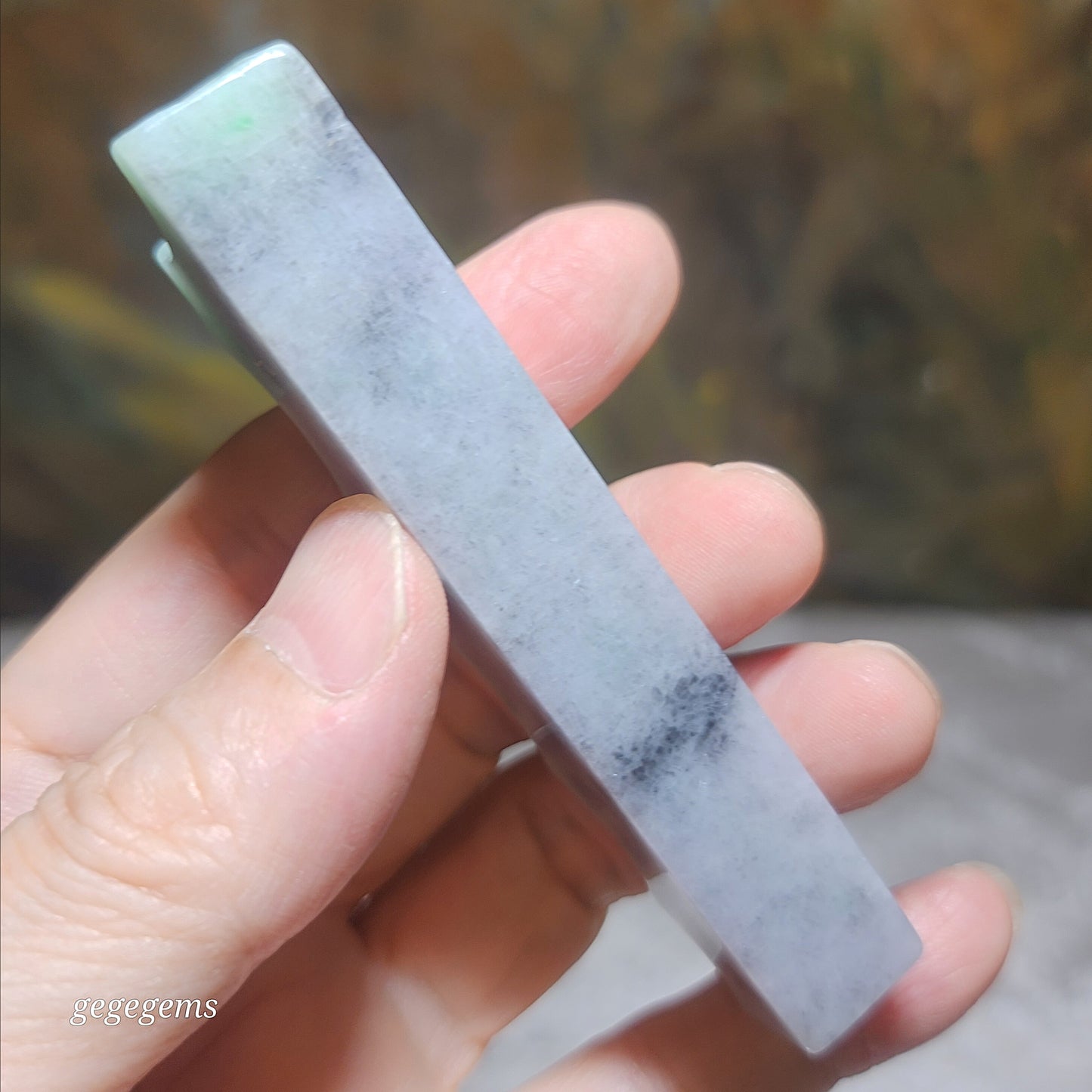 Type A Jadeite Burma Jade light green black fowl Calligraphy Brush Rest handheld (with certificate) 翡翠A货翠绿乌鸡毛笔架手把(带证书)