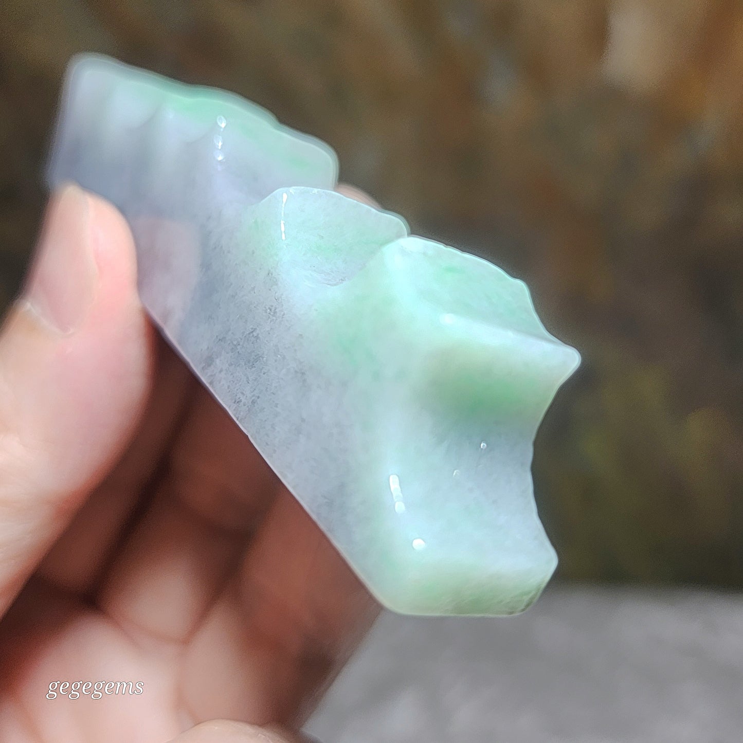 Type A Jadeite Burma Jade light green black fowl Calligraphy Brush Rest handheld (with certificate) 翡翠A货翠绿乌鸡毛笔架手把(带证书)