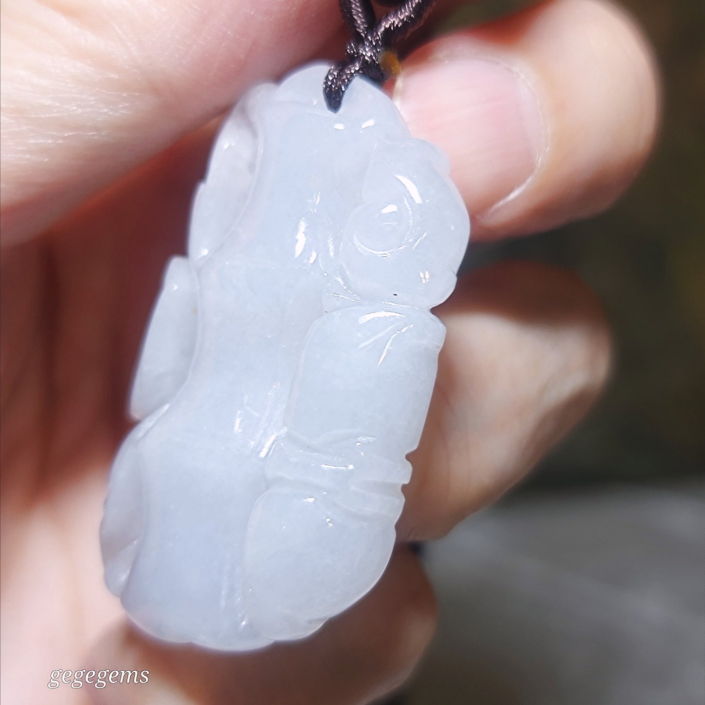 Burma Jade Type A Jadeite light lavender both sides carvings Bamboo & Bat pendant (with certificate) 翡翠淡紫双面雕刻祝福(竹、蝙蝠)吊坠(带证书) 竹报平安 节节高升