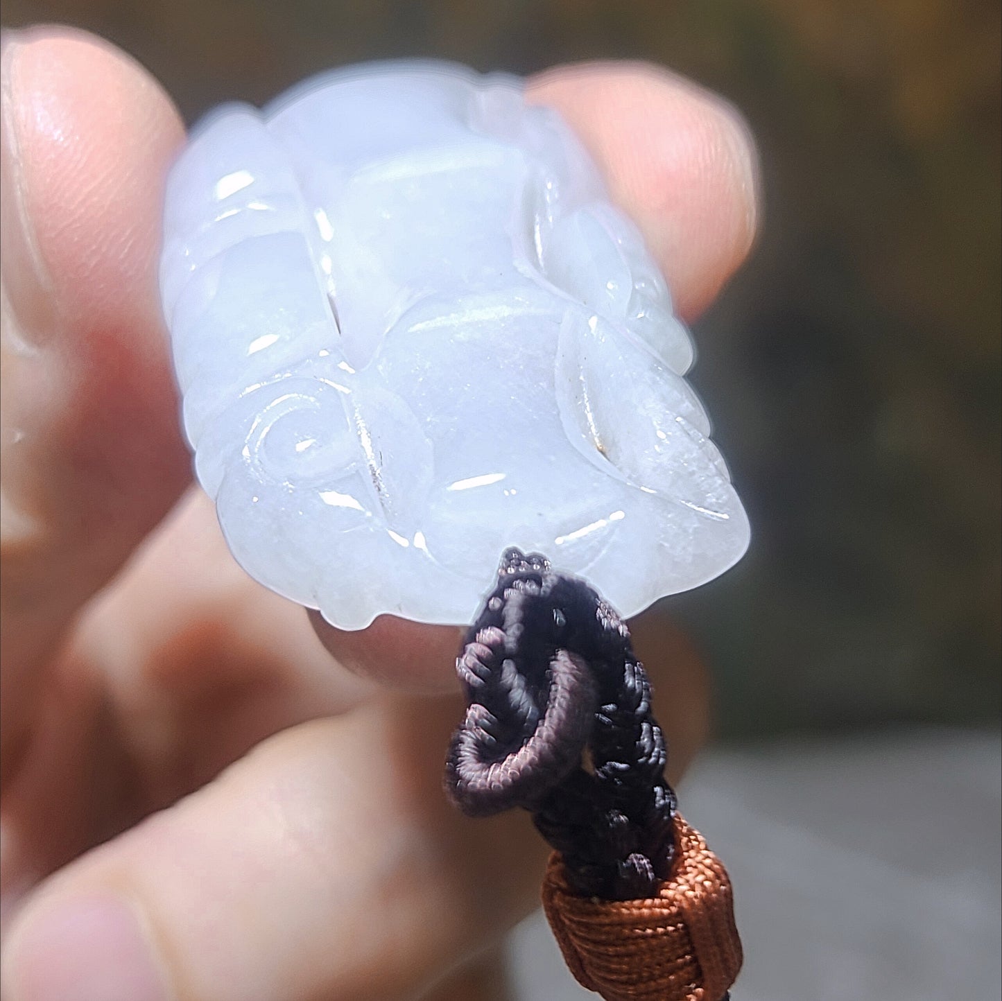 Burma Jade Type A Jadeite light lavender both sides carvings Bamboo & Bat pendant (with certificate) 翡翠淡紫双面雕刻祝福(竹、蝙蝠)吊坠(带证书) 竹报平安 节节高升