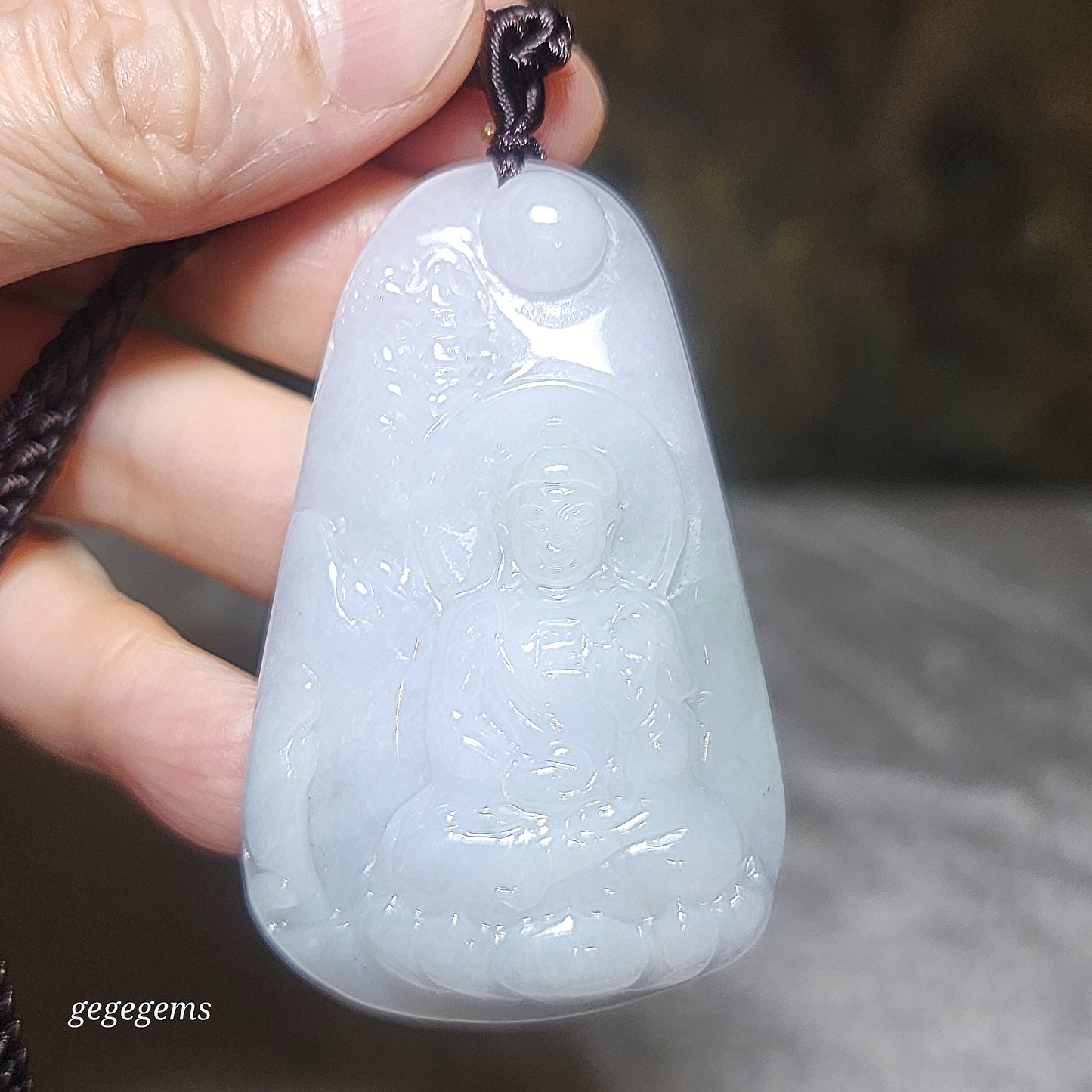 Burma Jade Type A Jadeite Buddha (Mahavairocana) Landscape pendant (with certificate) 翡翠淡紫绿调大日如来山水吊坠(带证书)