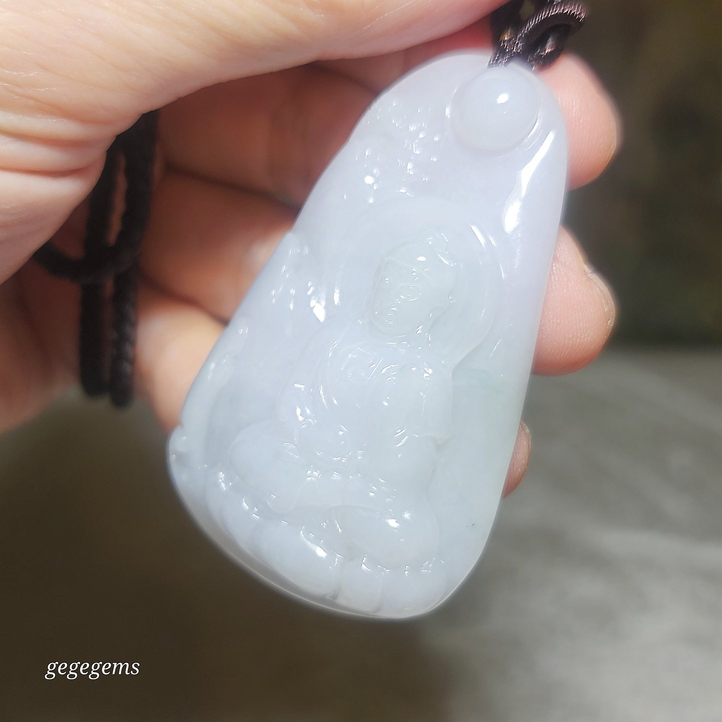 Burma Jade Type A Jadeite Buddha (Mahavairocana) Landscape pendant (with certificate) 翡翠淡紫绿调大日如来山水吊坠(带证书)
