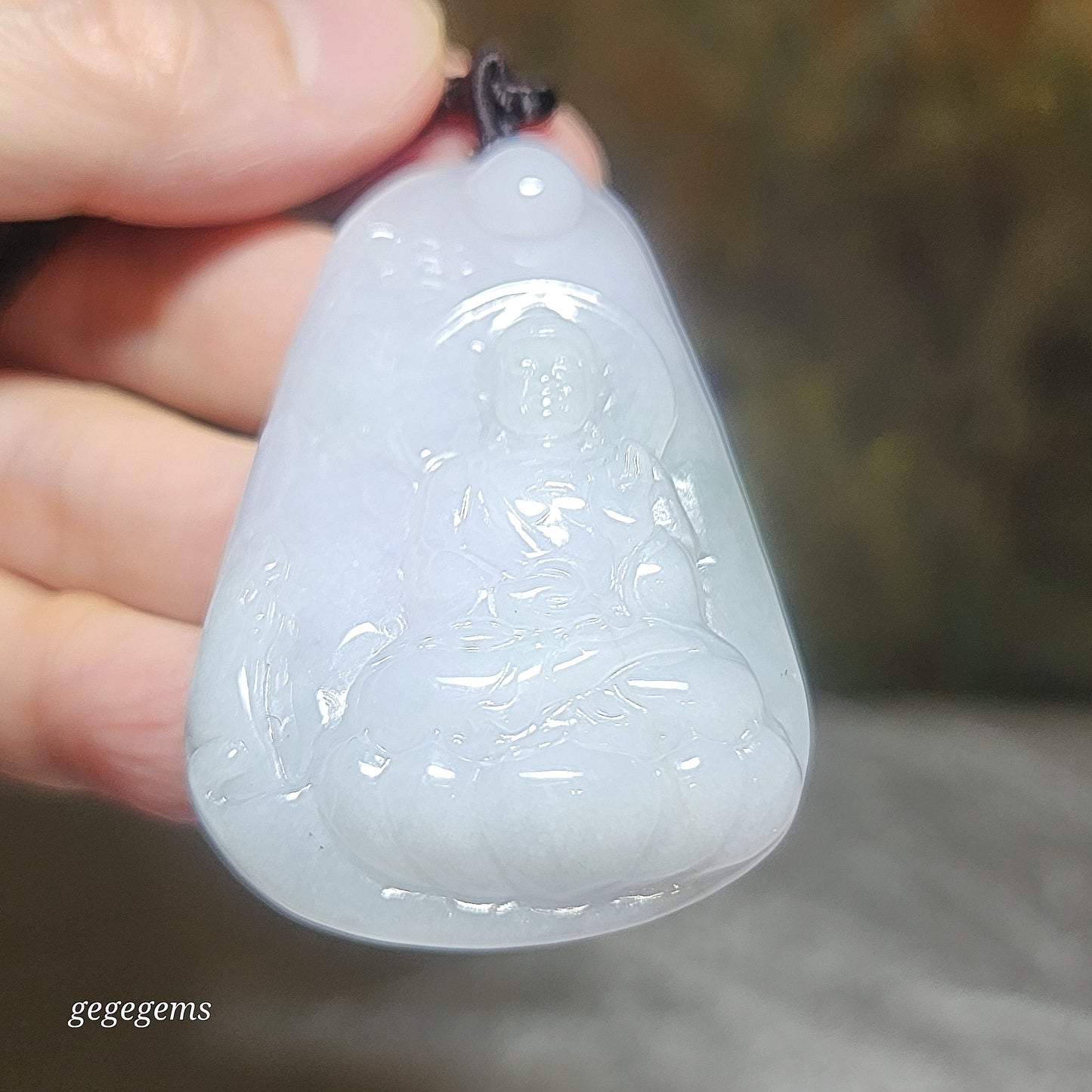 Burma Jade Type A Jadeite Buddha (Mahavairocana) Landscape pendant (with certificate) 翡翠淡紫绿调大日如来山水吊坠(带证书)