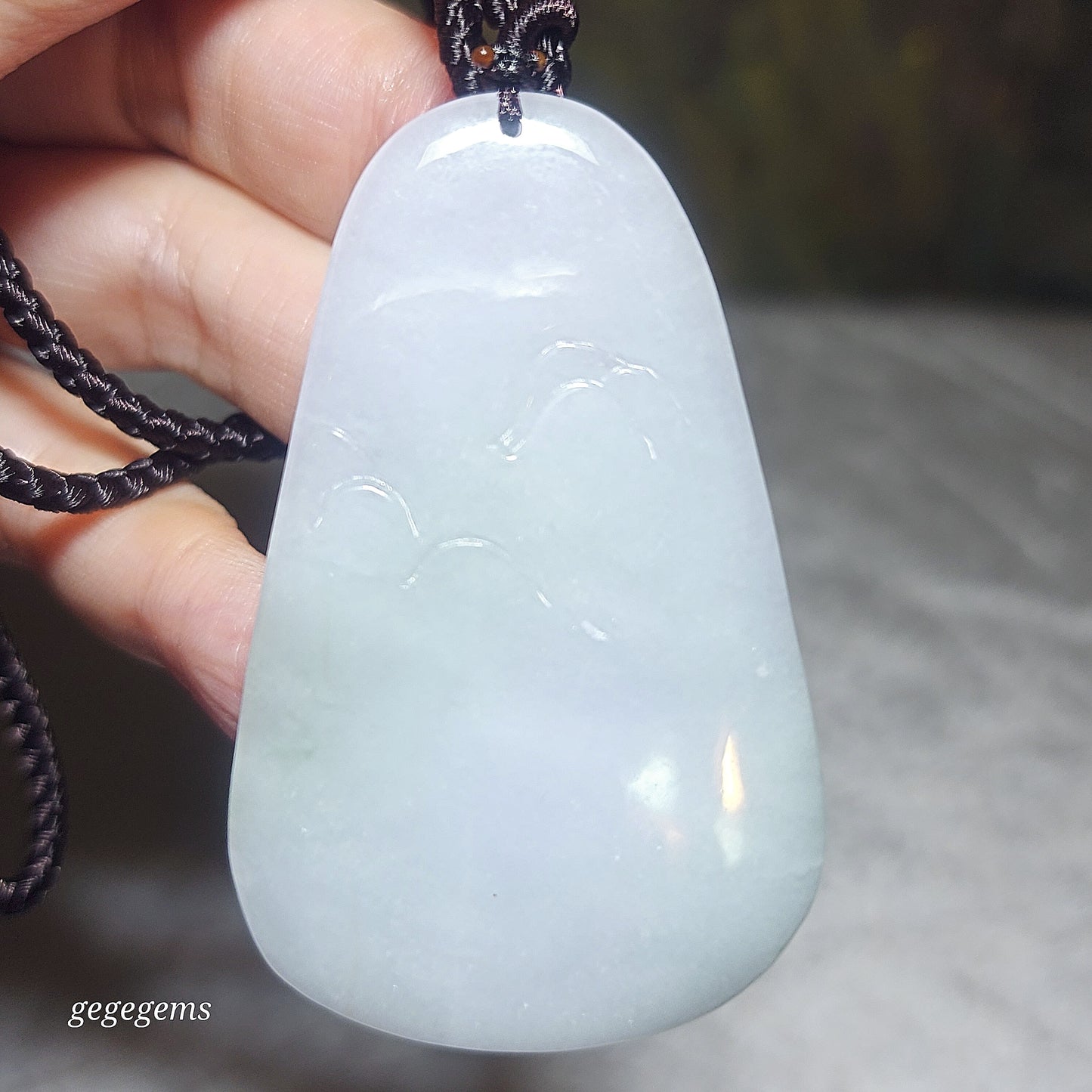 Burma Jade Type A Jadeite Buddha (Mahavairocana) Landscape pendant (with certificate) 翡翠淡紫绿调大日如来山水吊坠(带证书)