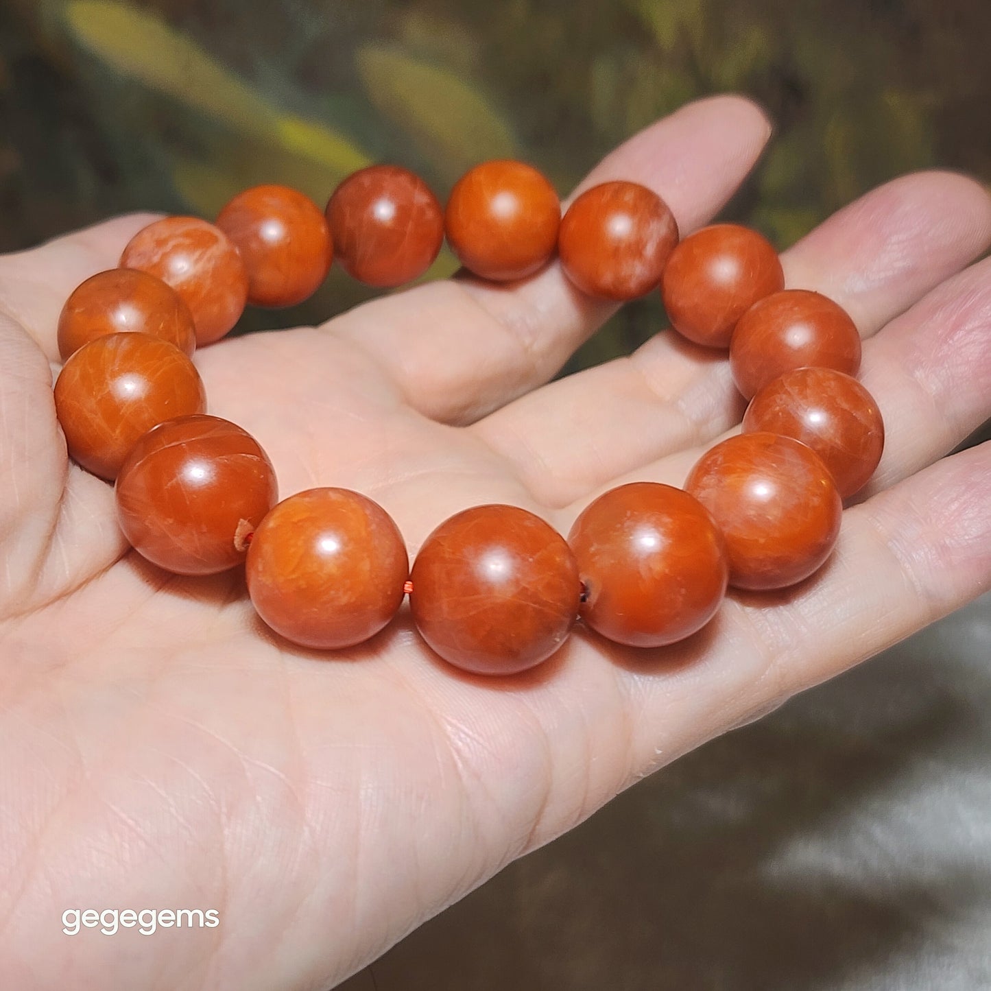 15mm+ Premium Baoshan Nan Hong persimmon red bracelet 优质保山南红柿子红手链
