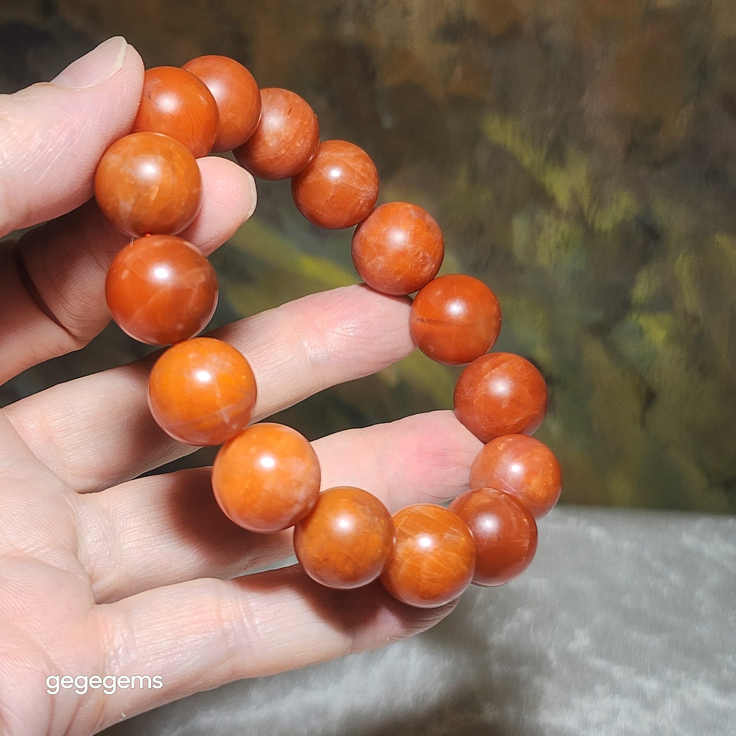 15mm+ Premium Baoshan Nan Hong persimmon red bracelet 优质保山南红柿子红手链