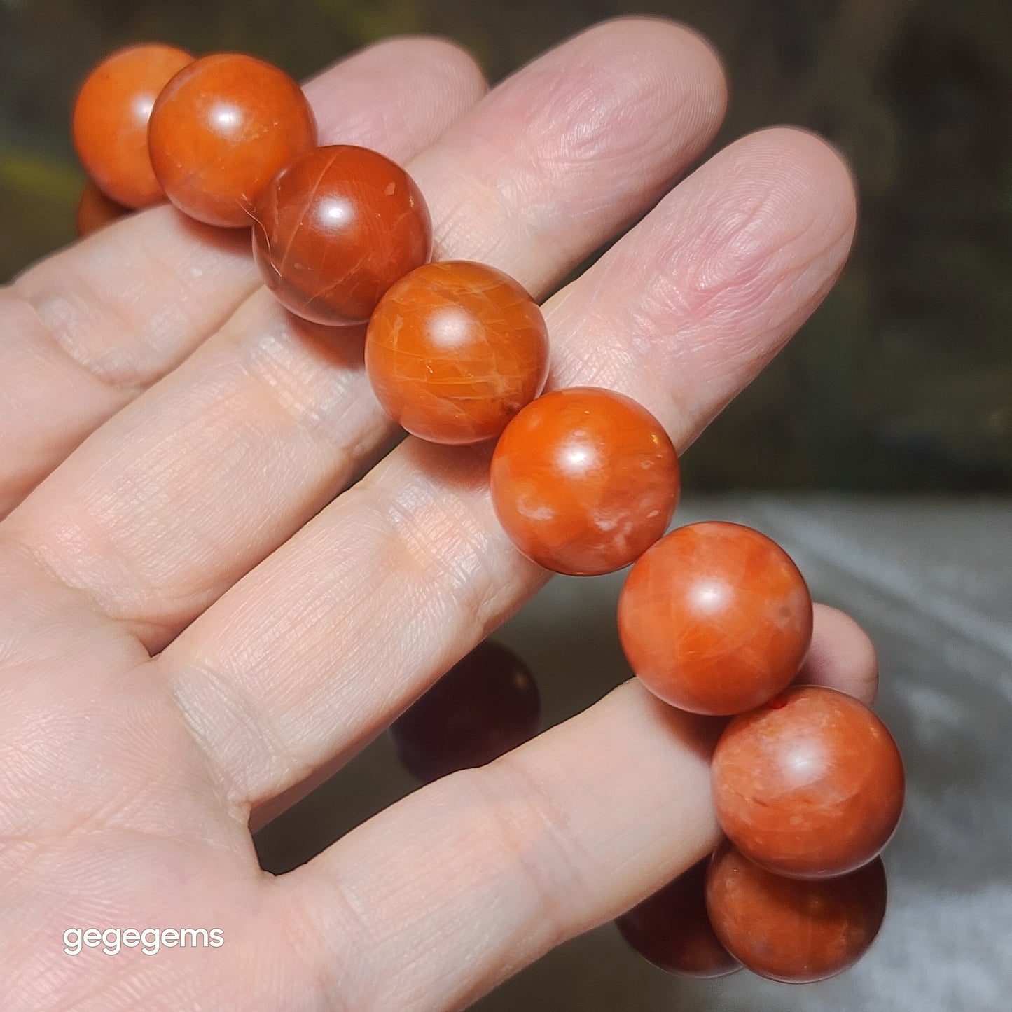 15mm+ Premium Baoshan Nan Hong persimmon red bracelet 优质保山南红柿子红手链