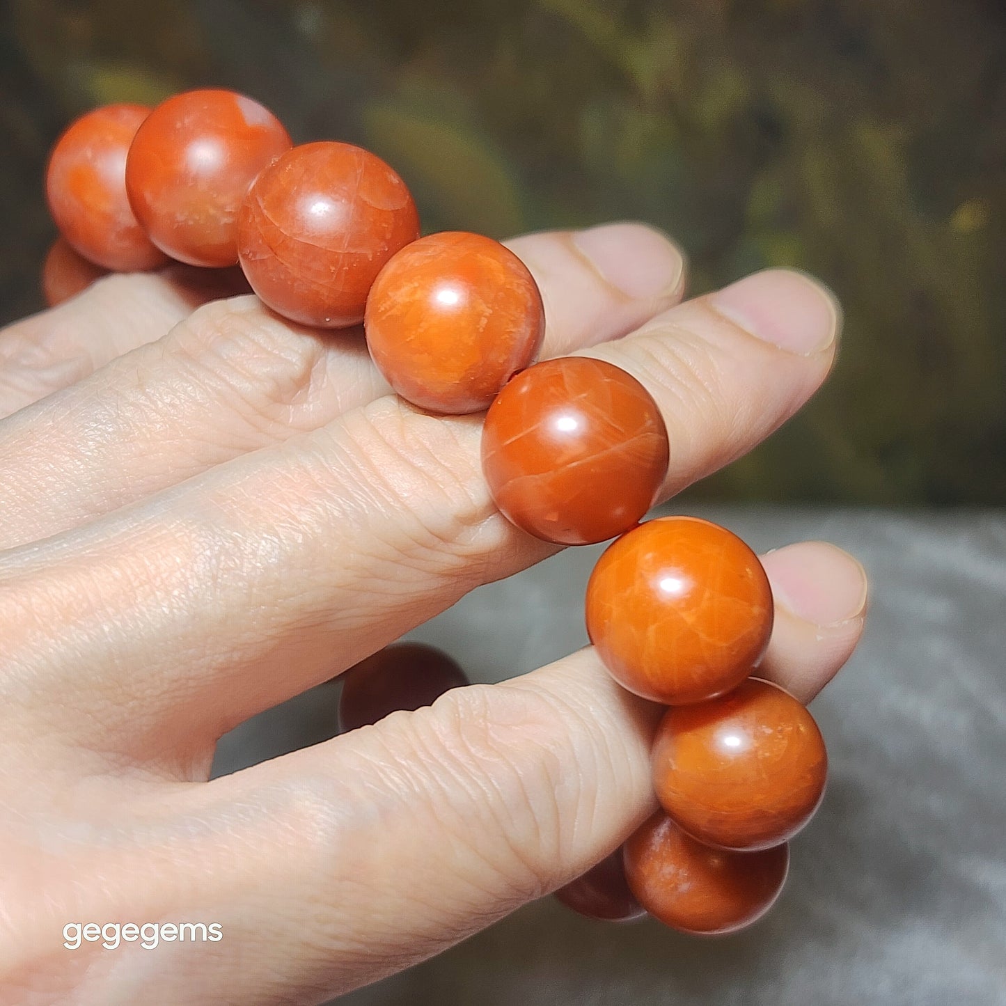 15mm+ Premium Baoshan Nan Hong persimmon red bracelet 优质保山南红柿子红手链