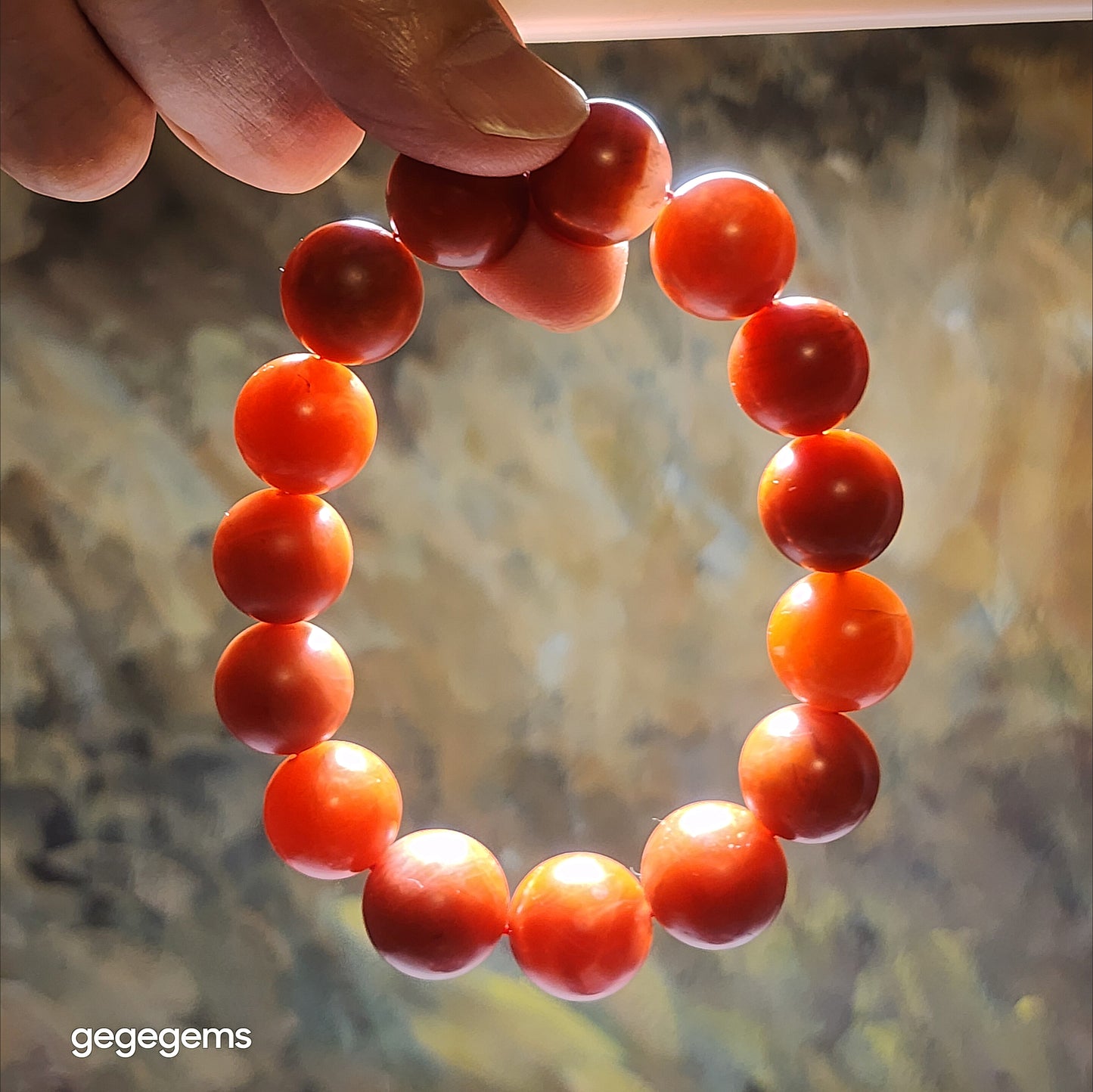 15mm+ Premium Baoshan Nan Hong persimmon red bracelet 优质保山南红柿子红手链