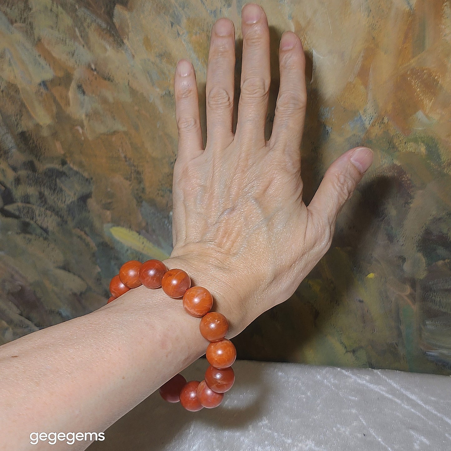 15mm+ Premium Baoshan Nan Hong persimmon red bracelet 优质保山南红柿子红手链