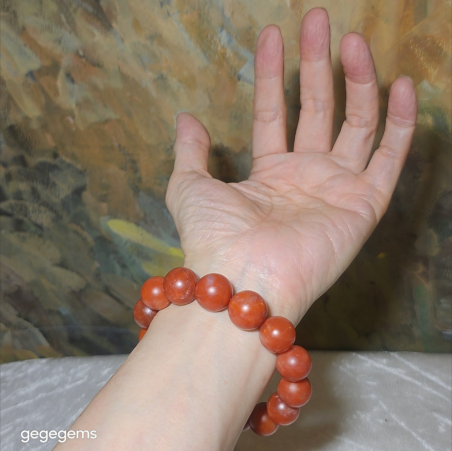 15mm+ Premium Baoshan Nan Hong persimmon red bracelet 优质保山南红柿子红手链