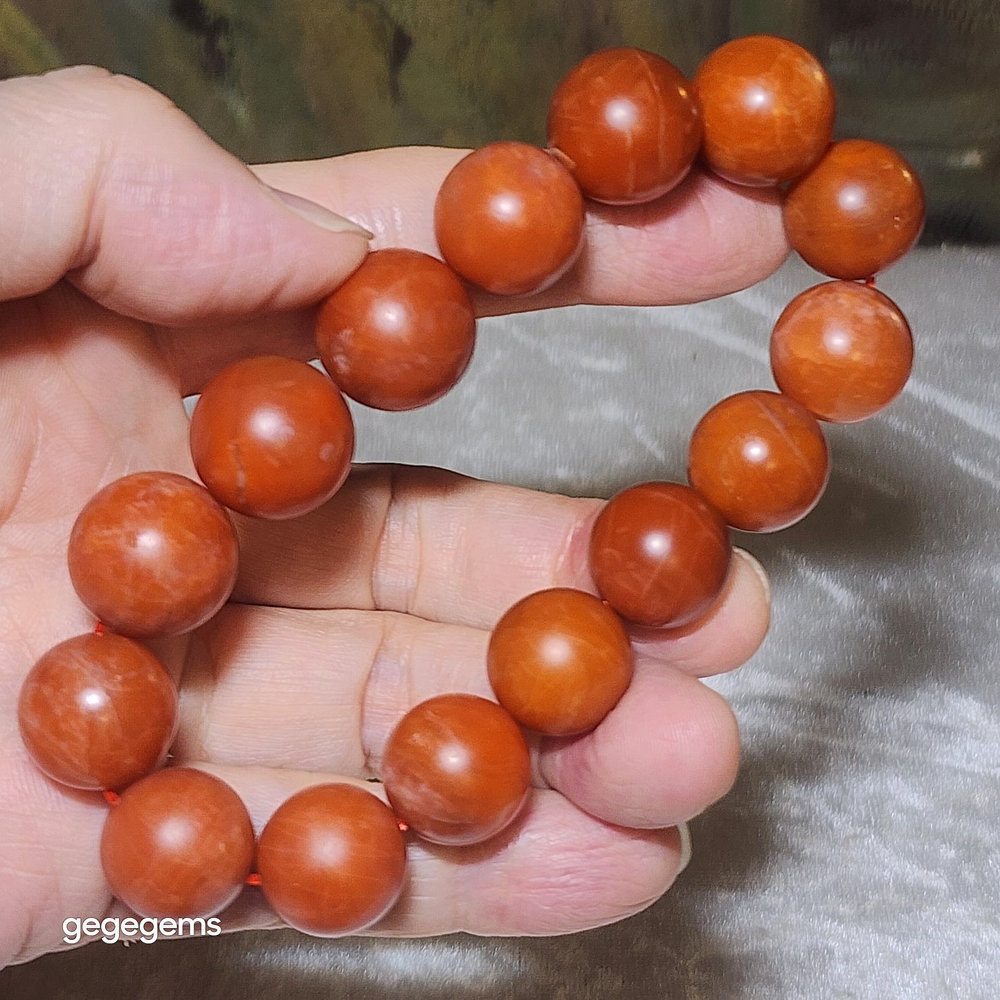 15mm+ Premium Baoshan Nan Hong persimmon red bracelet 优质保山南红柿子红手链