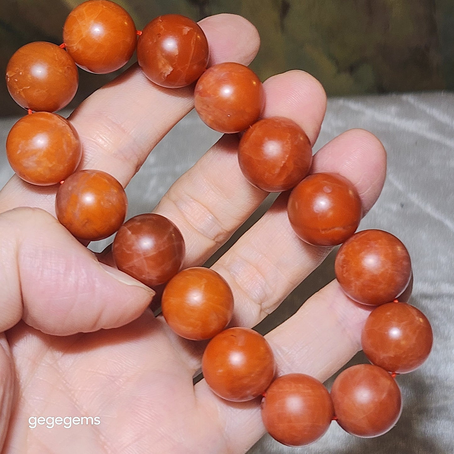 15mm+ Premium Baoshan Nan Hong persimmon red bracelet 优质保山南红柿子红手链
