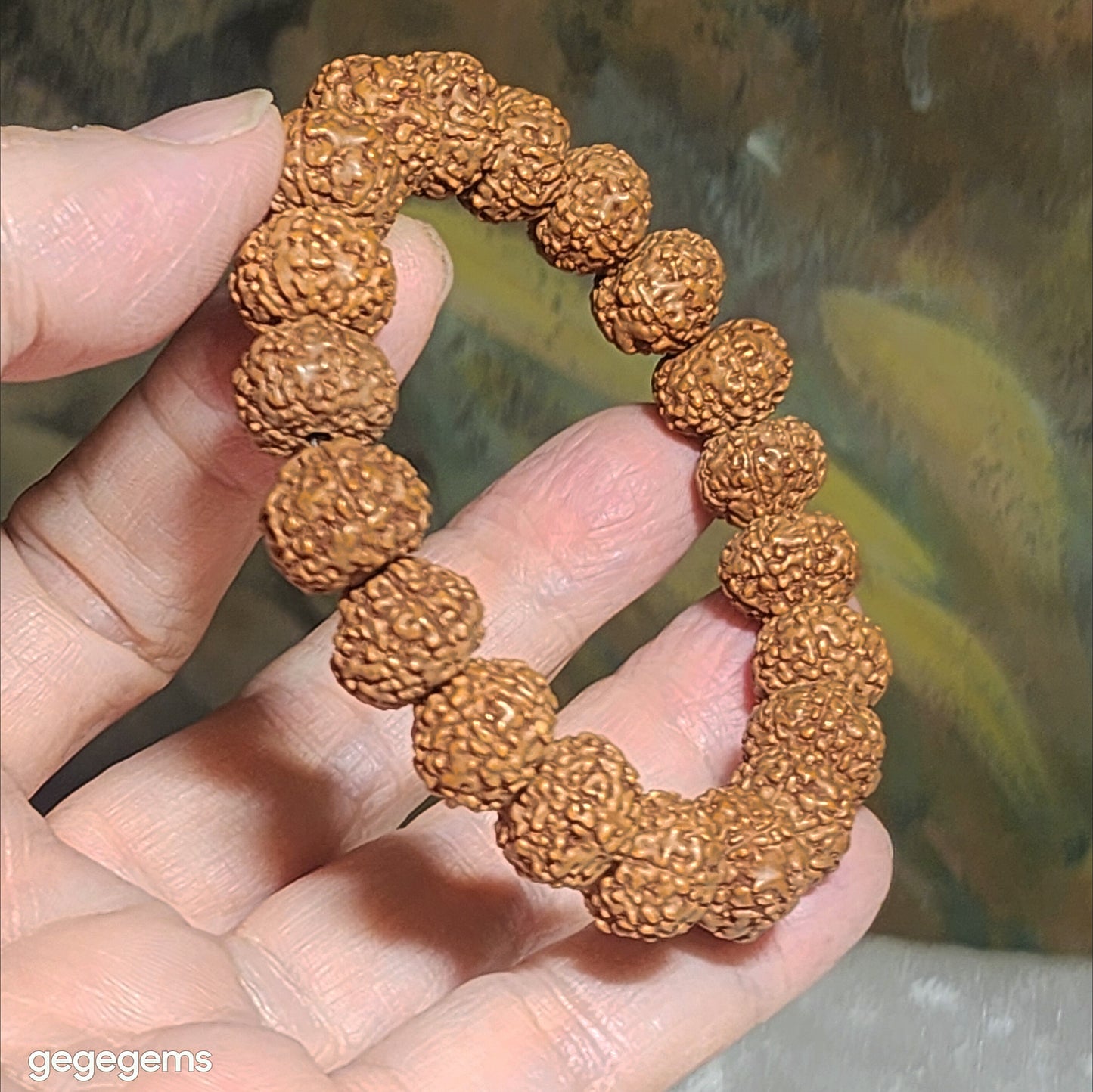12mm+ premium natural "Panlong" (Coiling Dragon) high density red skin 7 Mukhi (faces) small species Rudraksha bracelet 优质七瓣盘龙红皮铁籽小金刚菩提子手链