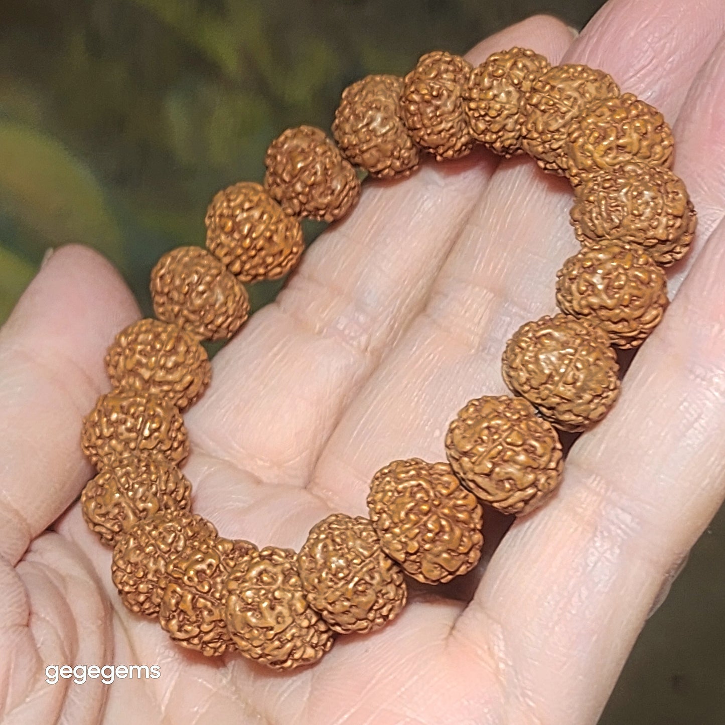 12mm+ premium natural "Panlong" (Coiling Dragon) high density red skin 7 Mukhi (faces) small species Rudraksha bracelet 优质七瓣盘龙红皮铁籽小金刚菩提子手链
