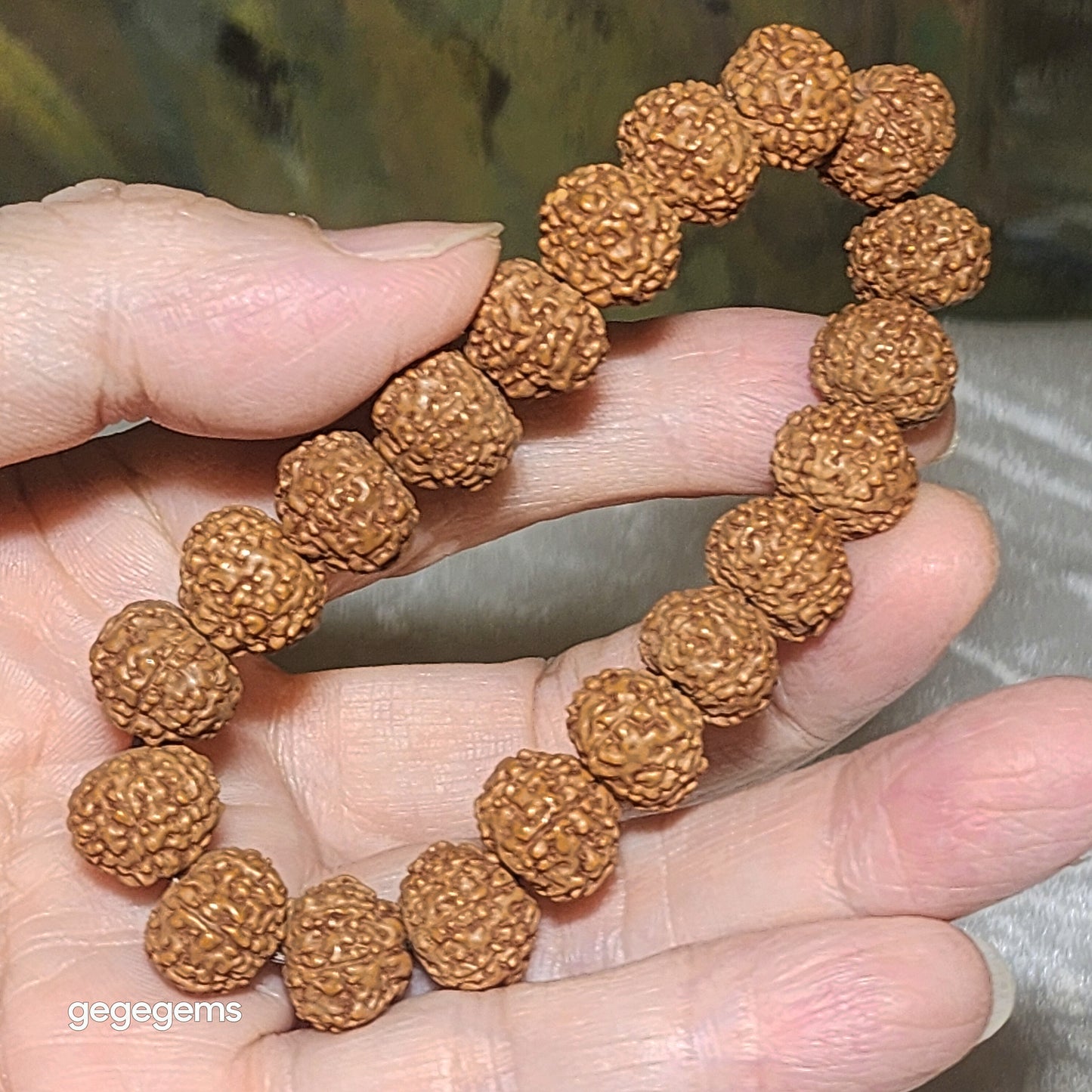 12mm+ premium natural "Panlong" (Coiling Dragon) high density red skin 7 Mukhi (faces) small species Rudraksha bracelet 优质七瓣盘龙红皮铁籽小金刚菩提子手链