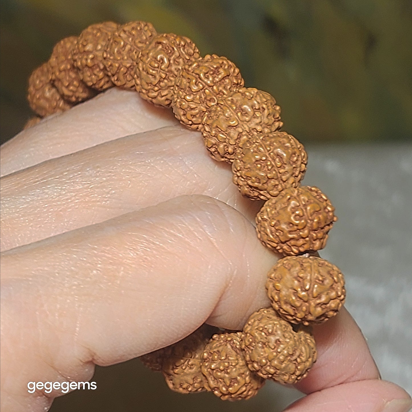 12mm+ premium natural "Panlong" (Coiling Dragon) high density red skin 7 Mukhi (faces) small species Rudraksha bracelet 优质七瓣盘龙红皮铁籽小金刚菩提子手链