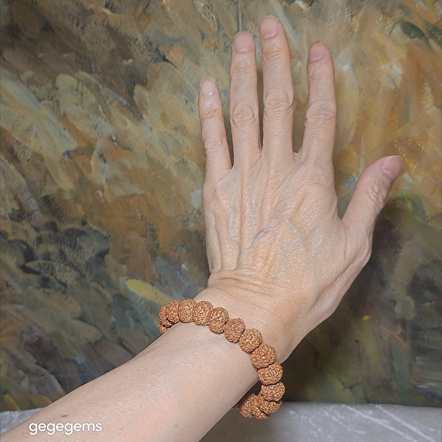 12mm+ premium natural "Panlong" (Coiling Dragon) high density red skin 7 Mukhi (faces) small species Rudraksha bracelet 优质七瓣盘龙红皮铁籽小金刚菩提子手链