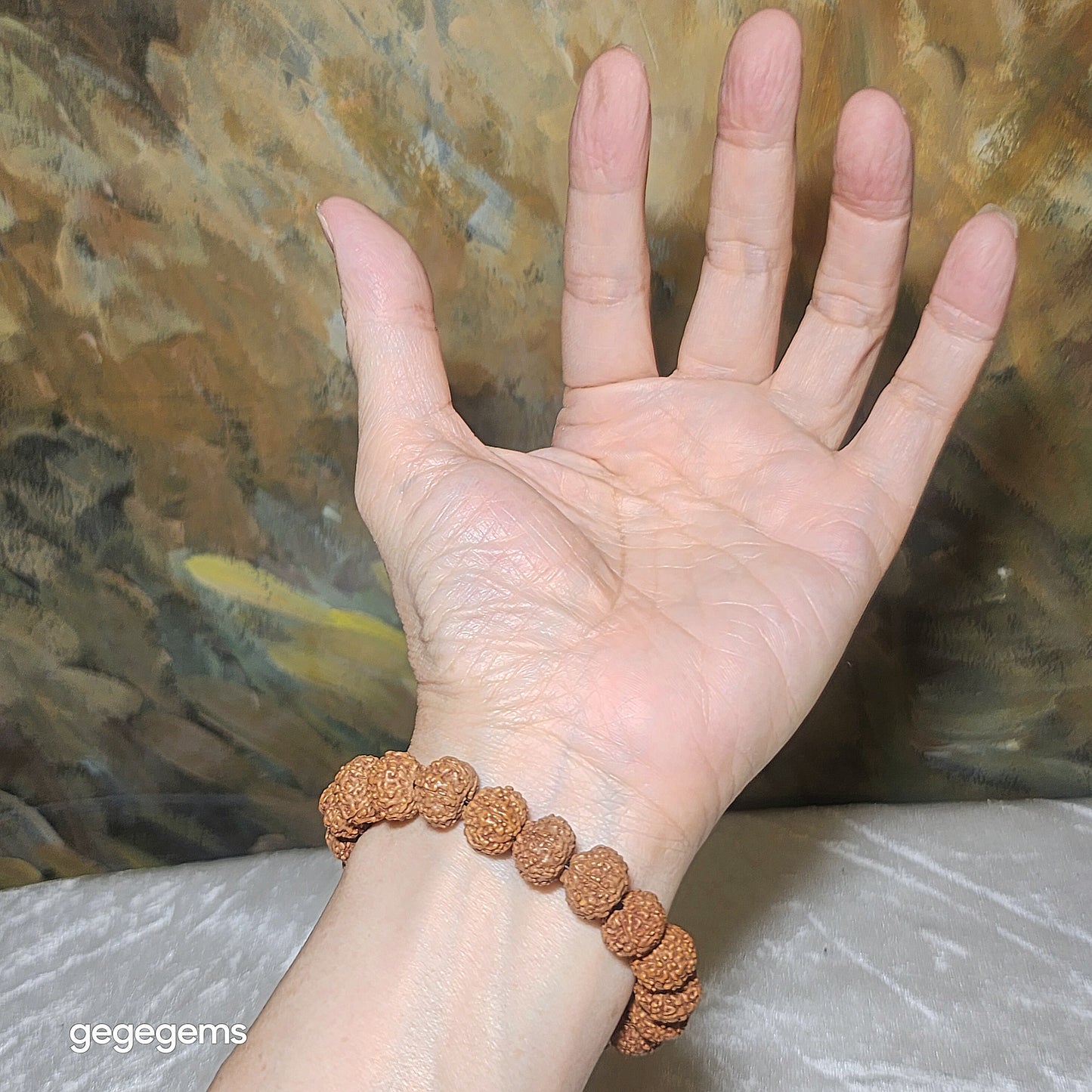 12mm+ premium natural "Panlong" (Coiling Dragon) high density red skin 7 Mukhi (faces) small species Rudraksha bracelet 优质七瓣盘龙红皮铁籽小金刚菩提子手链