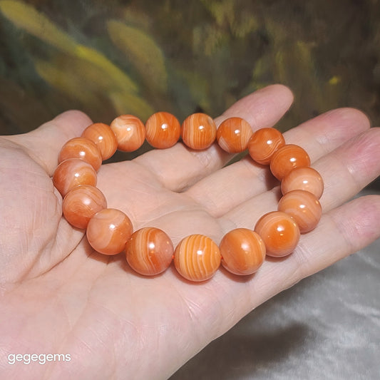 13mm Premium Baoshan Nan Hong "salmon red" bracelet 优质保山南红"三文鱼红"手链