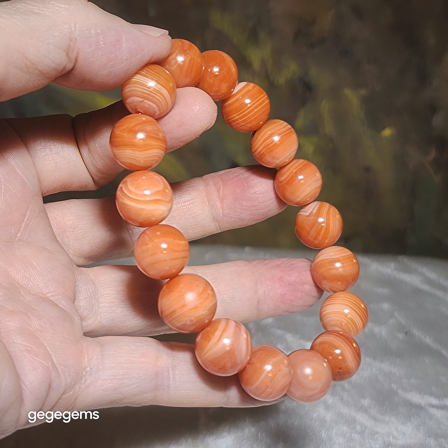 13mm Premium Baoshan Nan Hong "salmon red" bracelet 优质保山南红"三文鱼红"手链