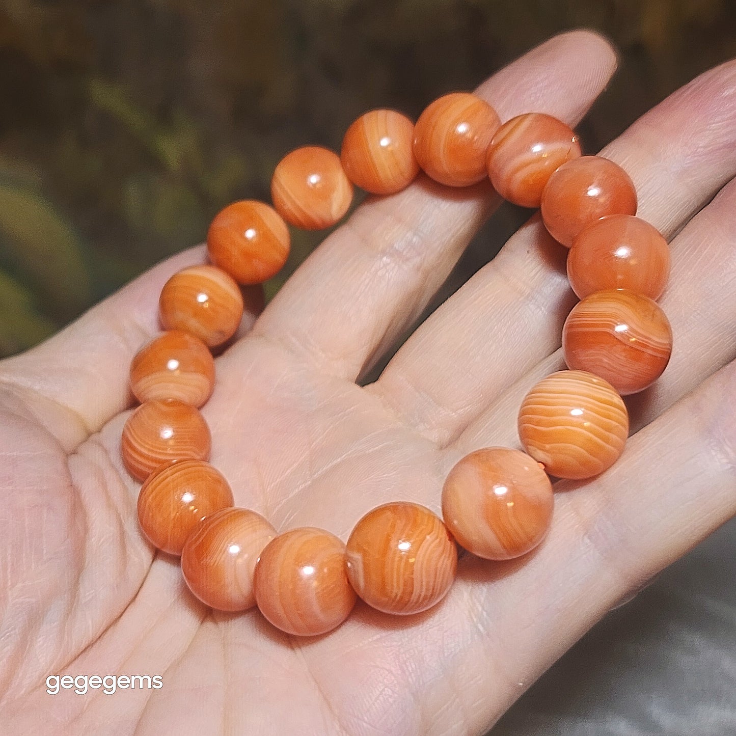 13mm Premium Baoshan Nan Hong "salmon red" bracelet 优质保山南红"三文鱼红"手链