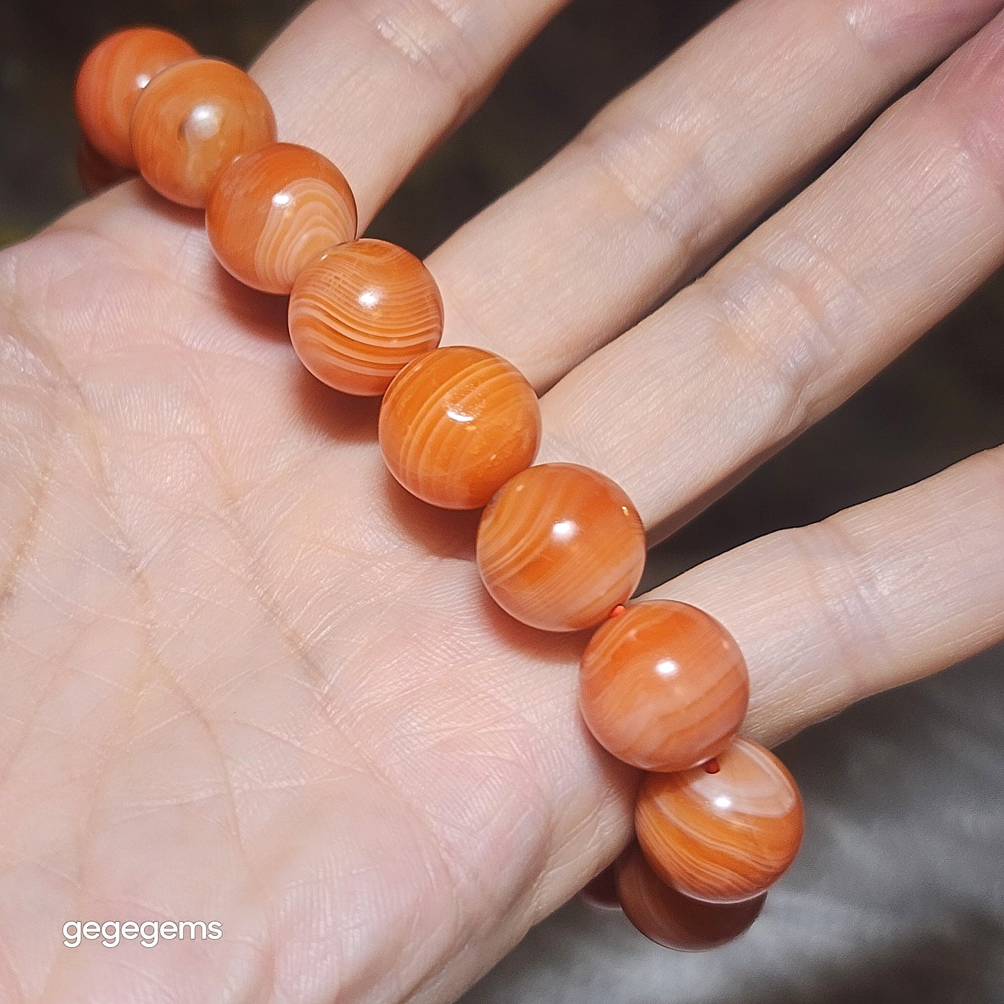 13mm Premium Baoshan Nan Hong "salmon red" bracelet 优质保山南红"三文鱼红"手链