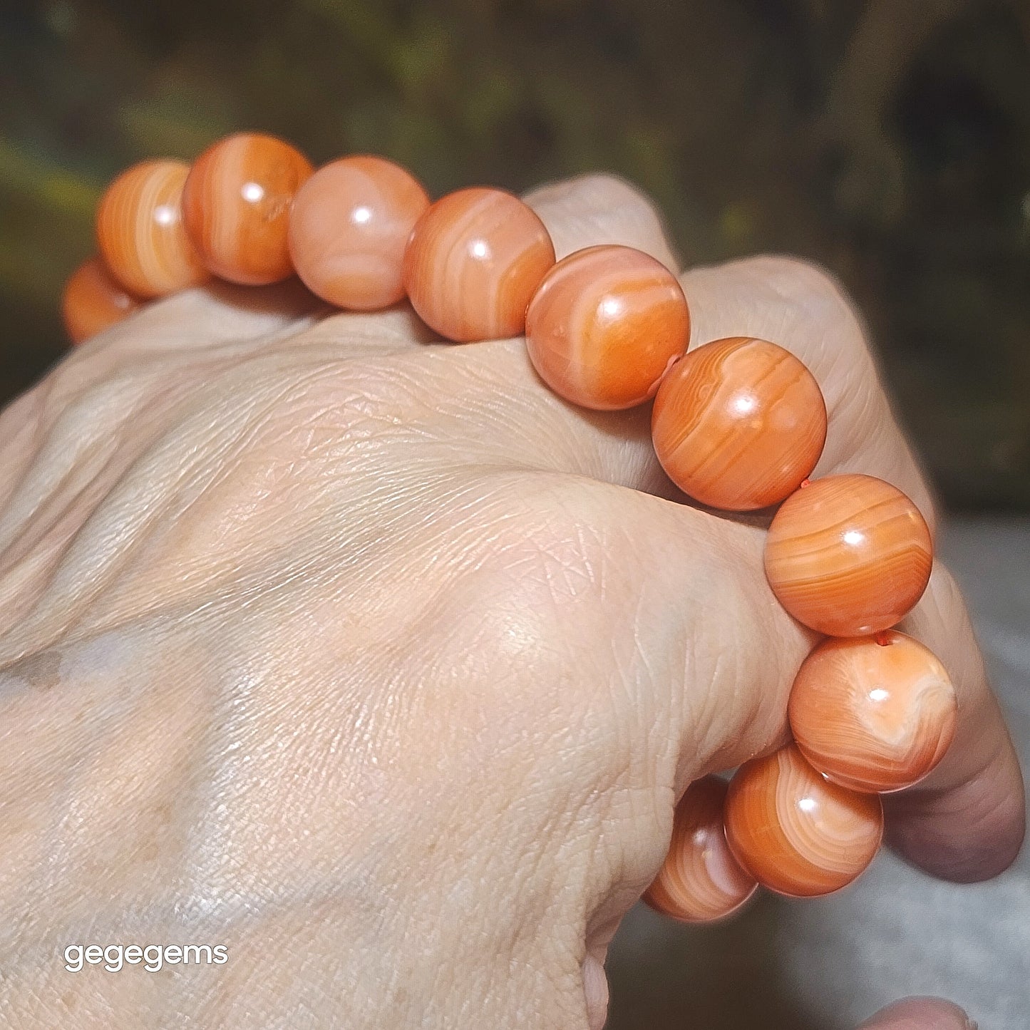 13mm Premium Baoshan Nan Hong "salmon red" bracelet 优质保山南红"三文鱼红"手链