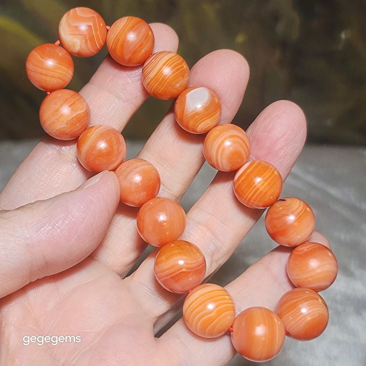 13mm Premium Baoshan Nan Hong "salmon red" bracelet 优质保山南红"三文鱼红"手链