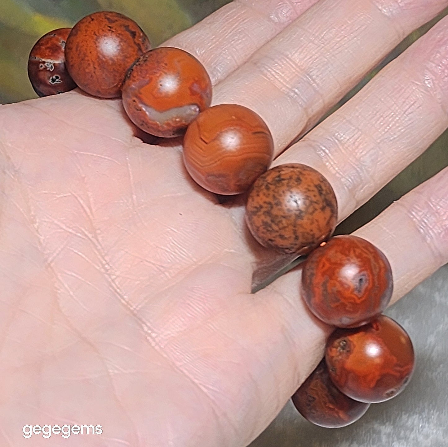 Premium 16mm+ Waxi Nan Hong patinaed bracelet 优质瓦西南红树化包漿手链
