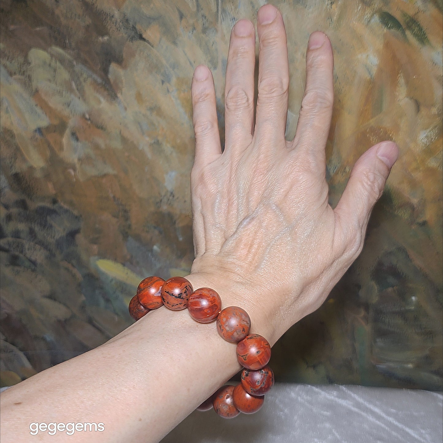 Premium 16mm+ Waxi Nan Hong patinaed bracelet 优质瓦西南红树化包漿手链