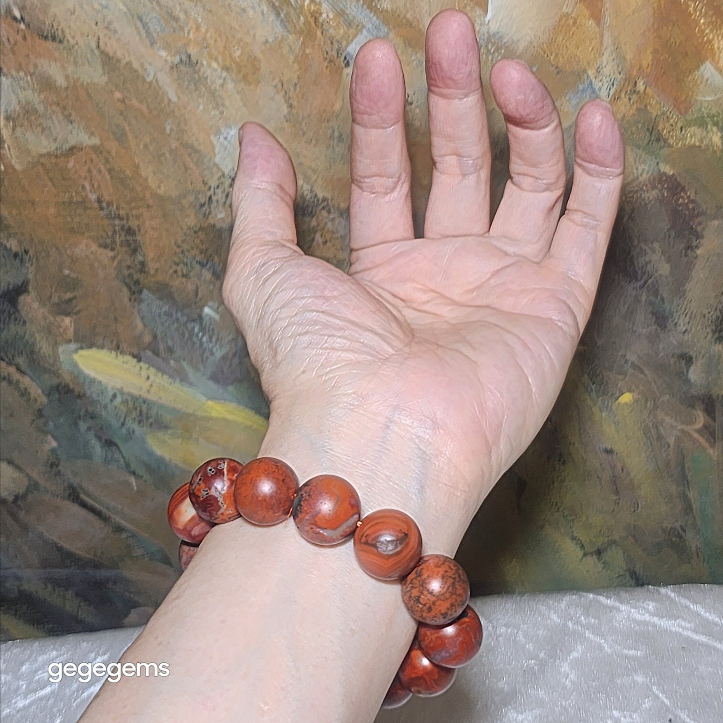 Premium 16mm+ Waxi Nan Hong patinaed bracelet 优质瓦西南红树化包漿手链