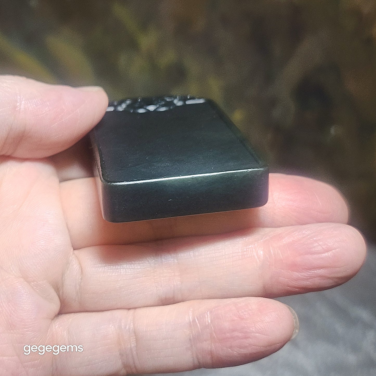 68 grams Nephrite Wu Shi Pai pendant deep green carved Pi Xiu on both side top edge (with certificate, feee necklace cord) 和田玉塔青深青玉无事牌吊坠双面雕刻貔貅牌头(带证书送项链绳)