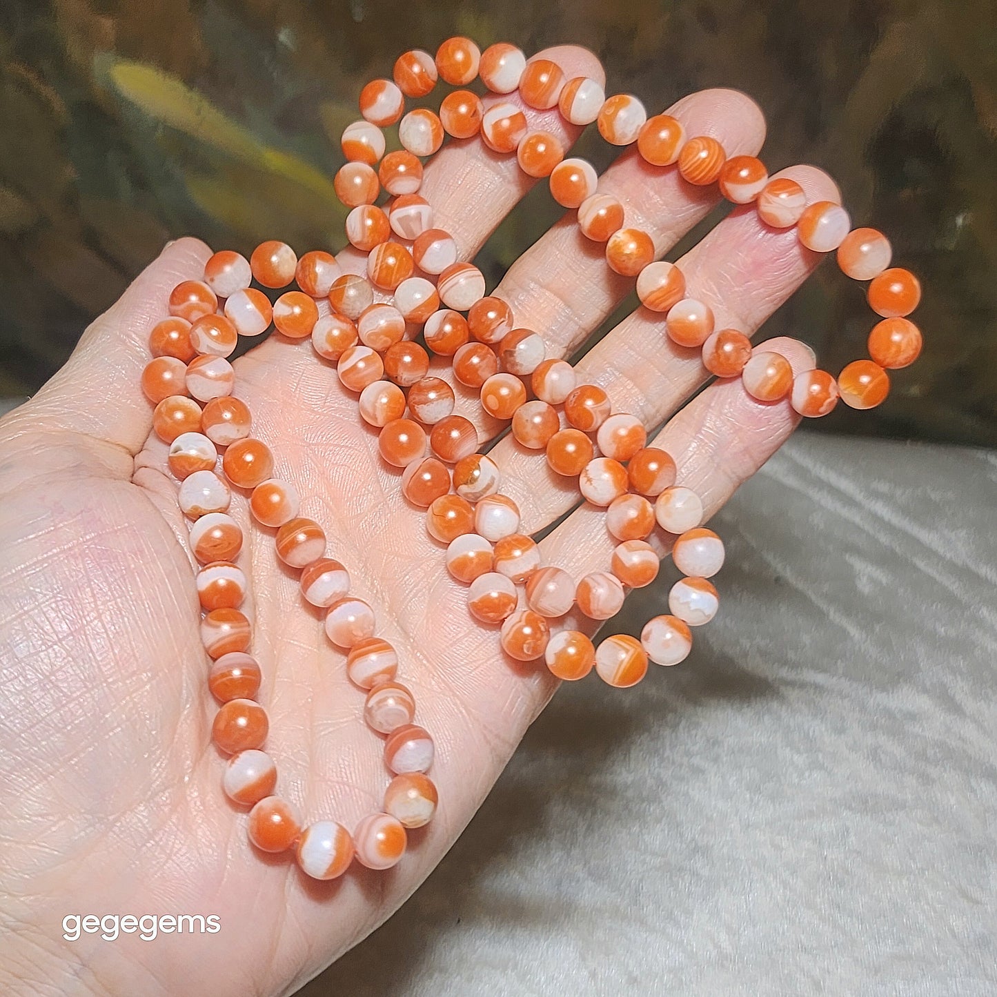 Premium 7.7mm 108 beads Baoshan Nan Hong red & white "Treasure Bowl"  necklace 优质保山南红108颗红白聚宝盆项链多圈手链