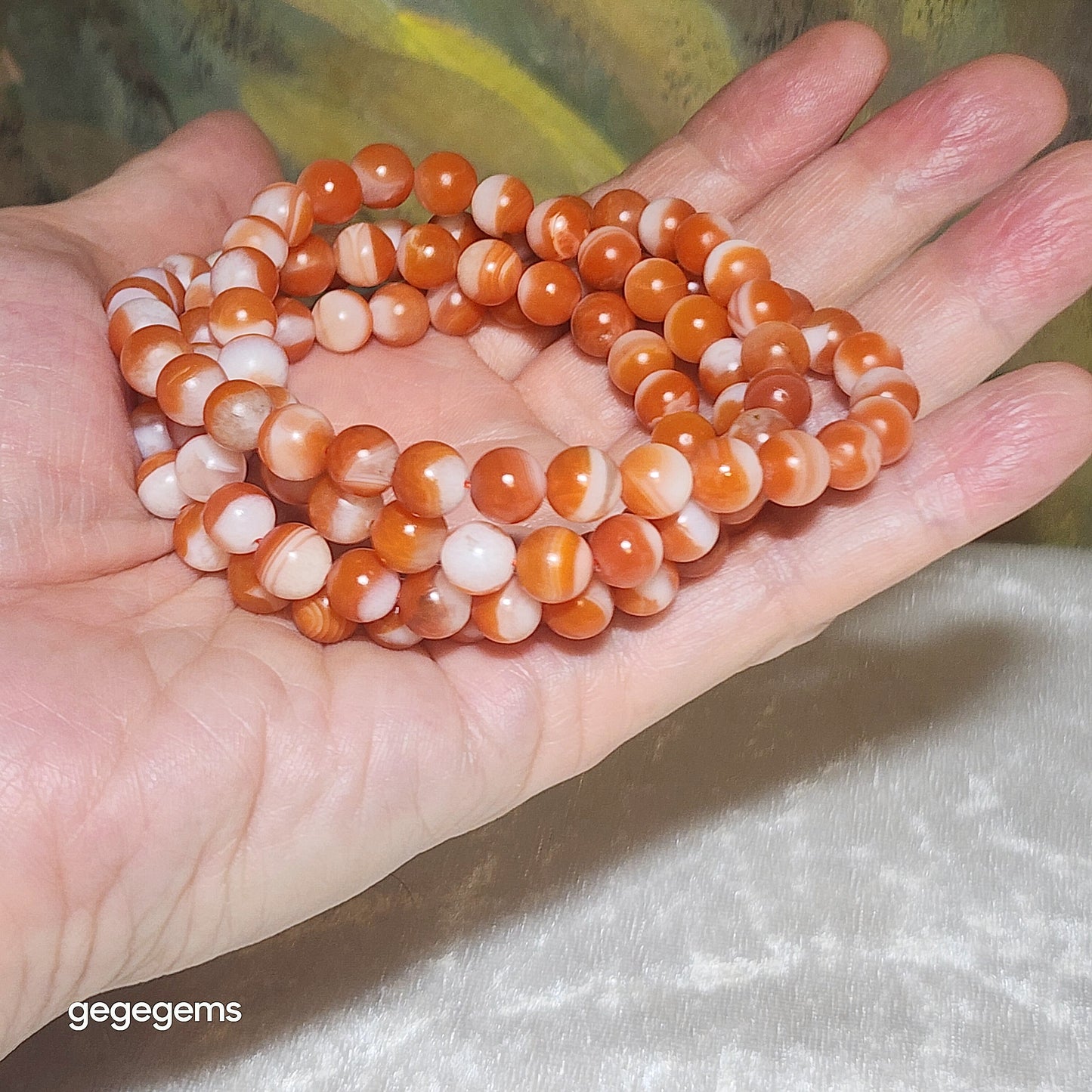 Premium 7.7mm 108 beads Baoshan Nan Hong red & white "Treasure Bowl"  necklace 优质保山南红108颗红白聚宝盆项链多圈手链